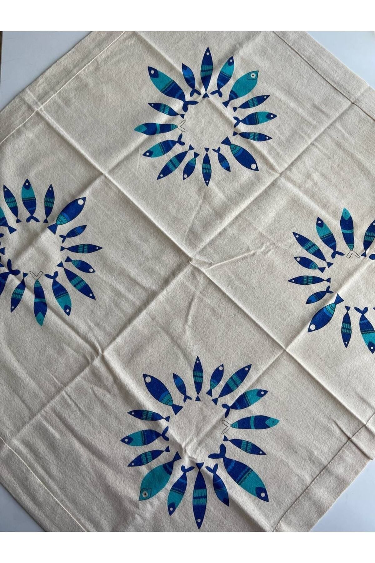 Mrmemo-Fiskos Cover Hand Print Square Table Cover Table Runner Fish Pattern 5