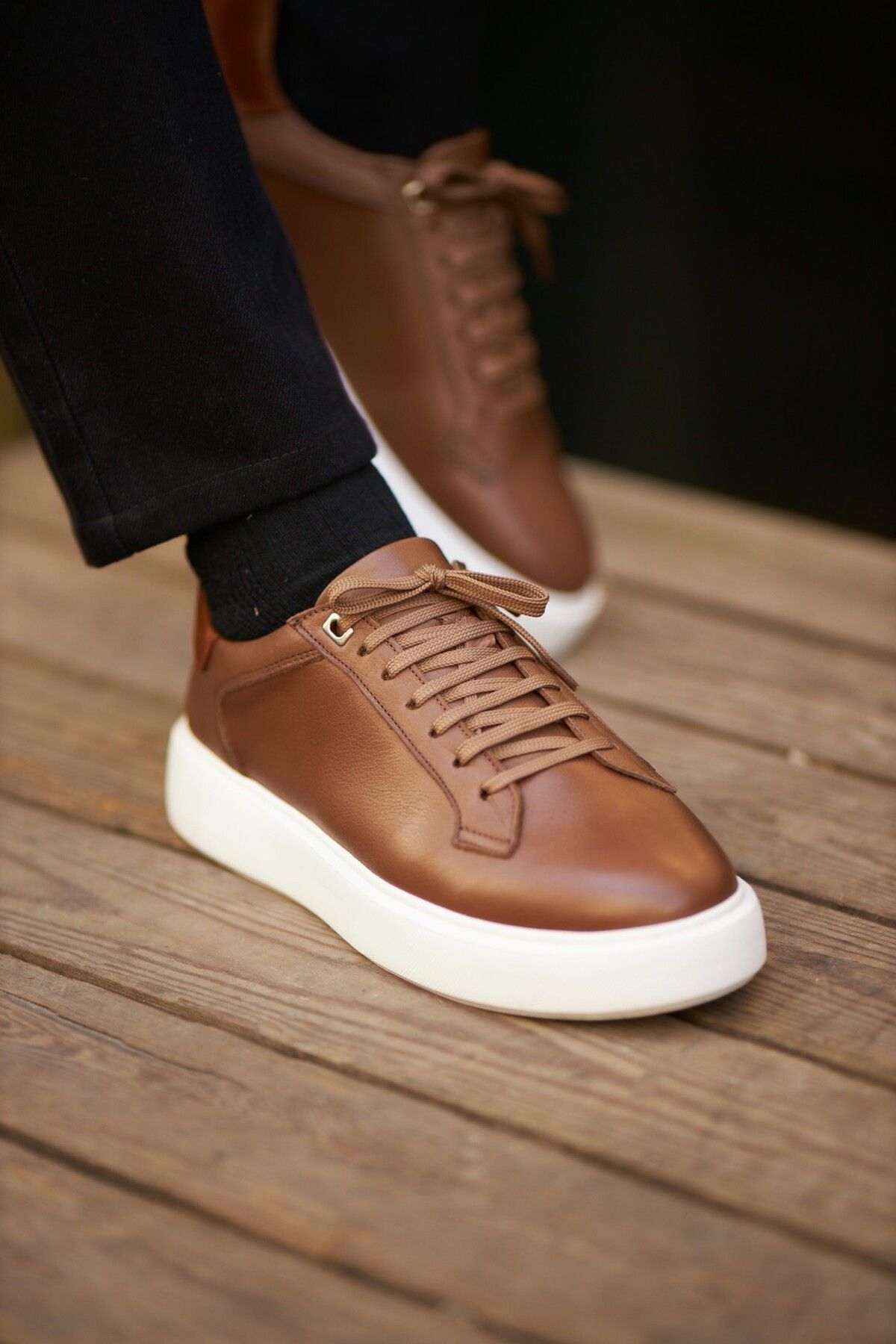 Faruk balkanas Coffe Model Hakiki Natural Deri Sneaker