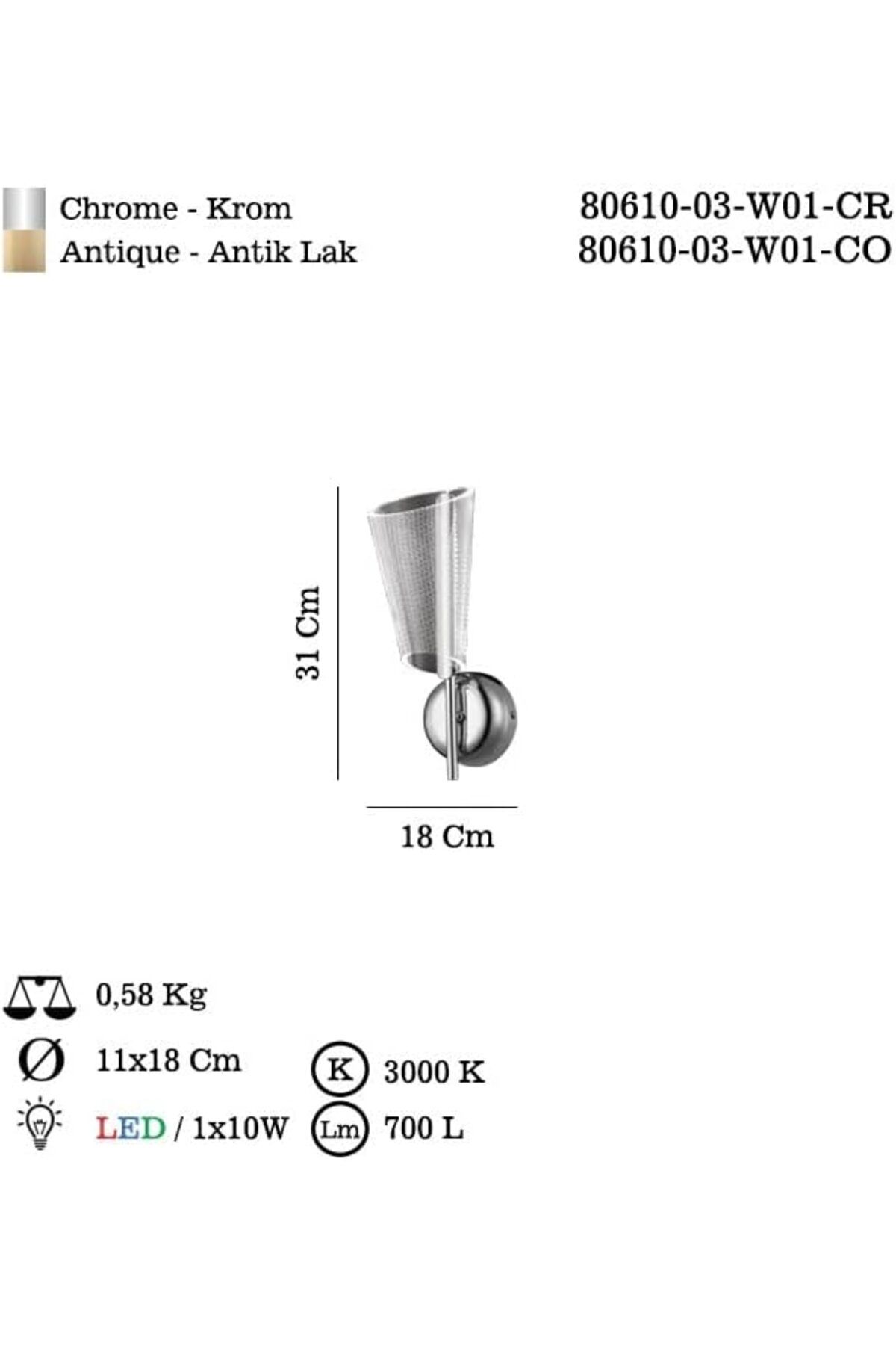 STOREMAX OtantikShop APLIK 3000K KROM LEDLI TUSCO TEKLI Yeni Trndy 1017785