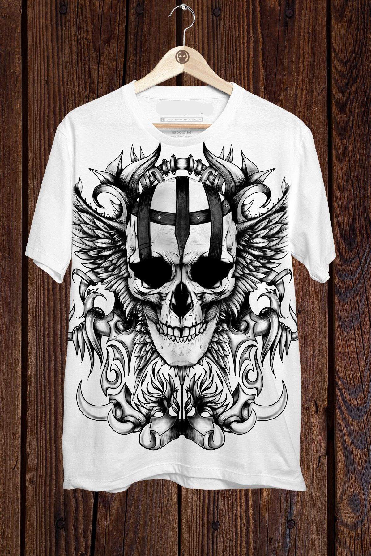 FECCY Pamuklu SKULL WARRIOR Baskılı Oversize T-shirt