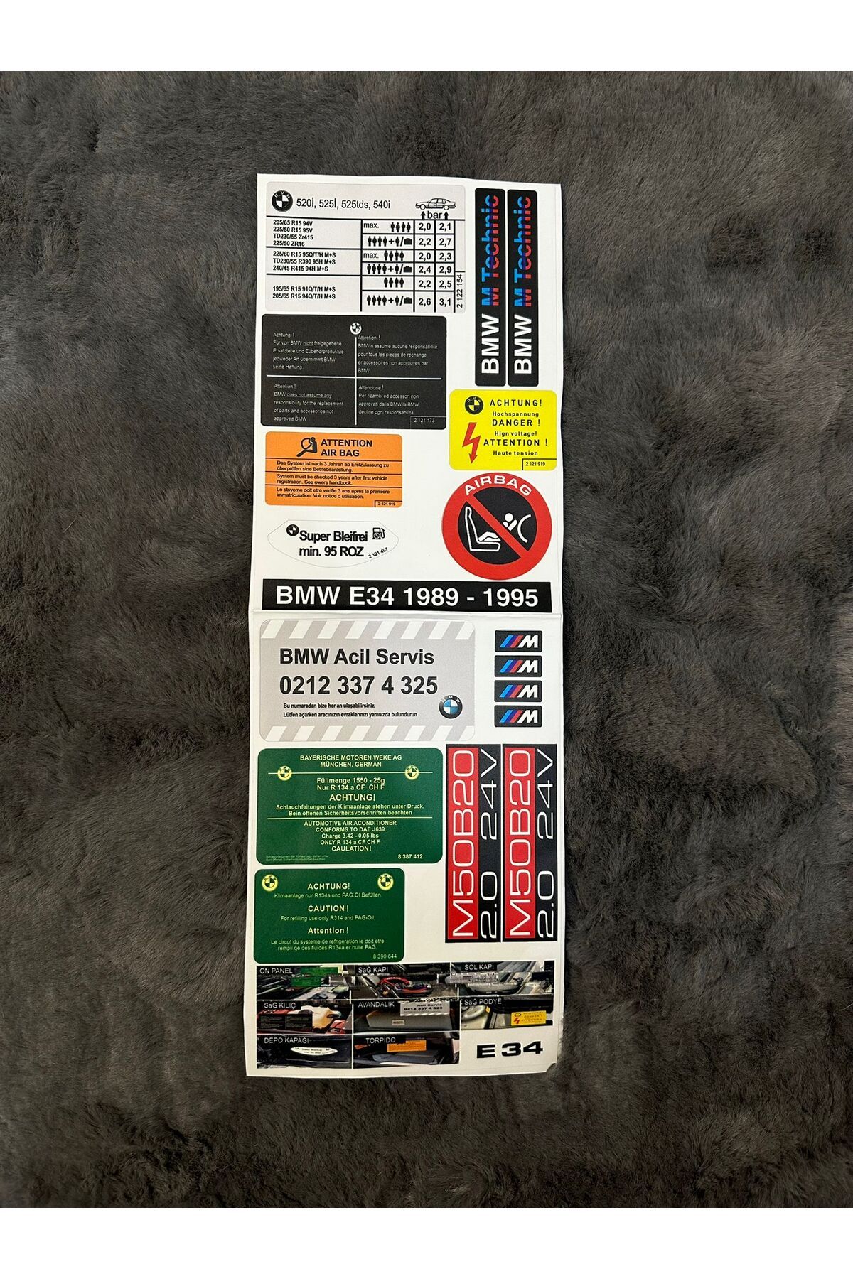 MOTTOMOR BMW E34 Etiket Takımı Sticker