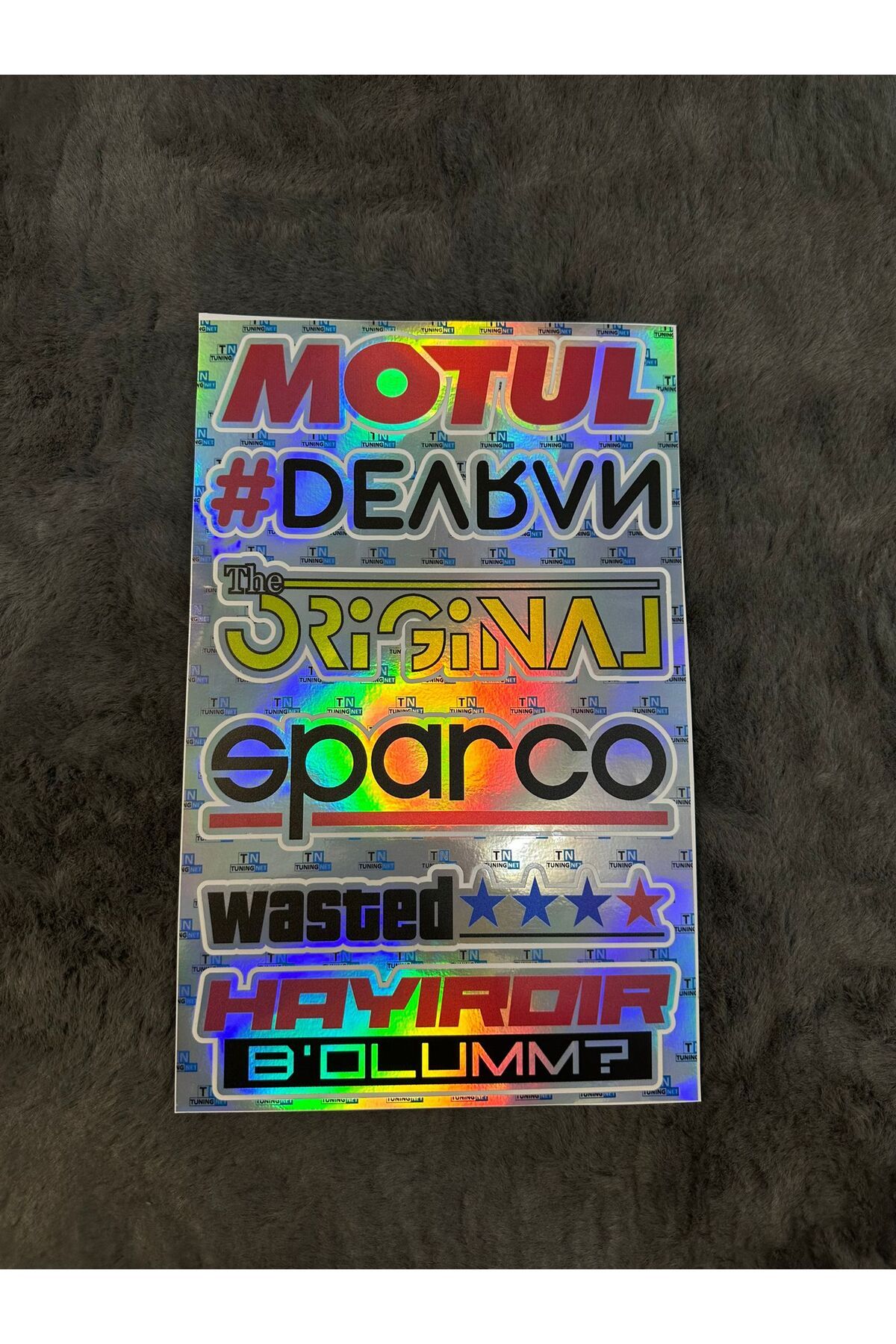 MOTTOMOR Renkli Hologram Arka Cam Yazısı Sticker Etiket 6'lı Araba Motul