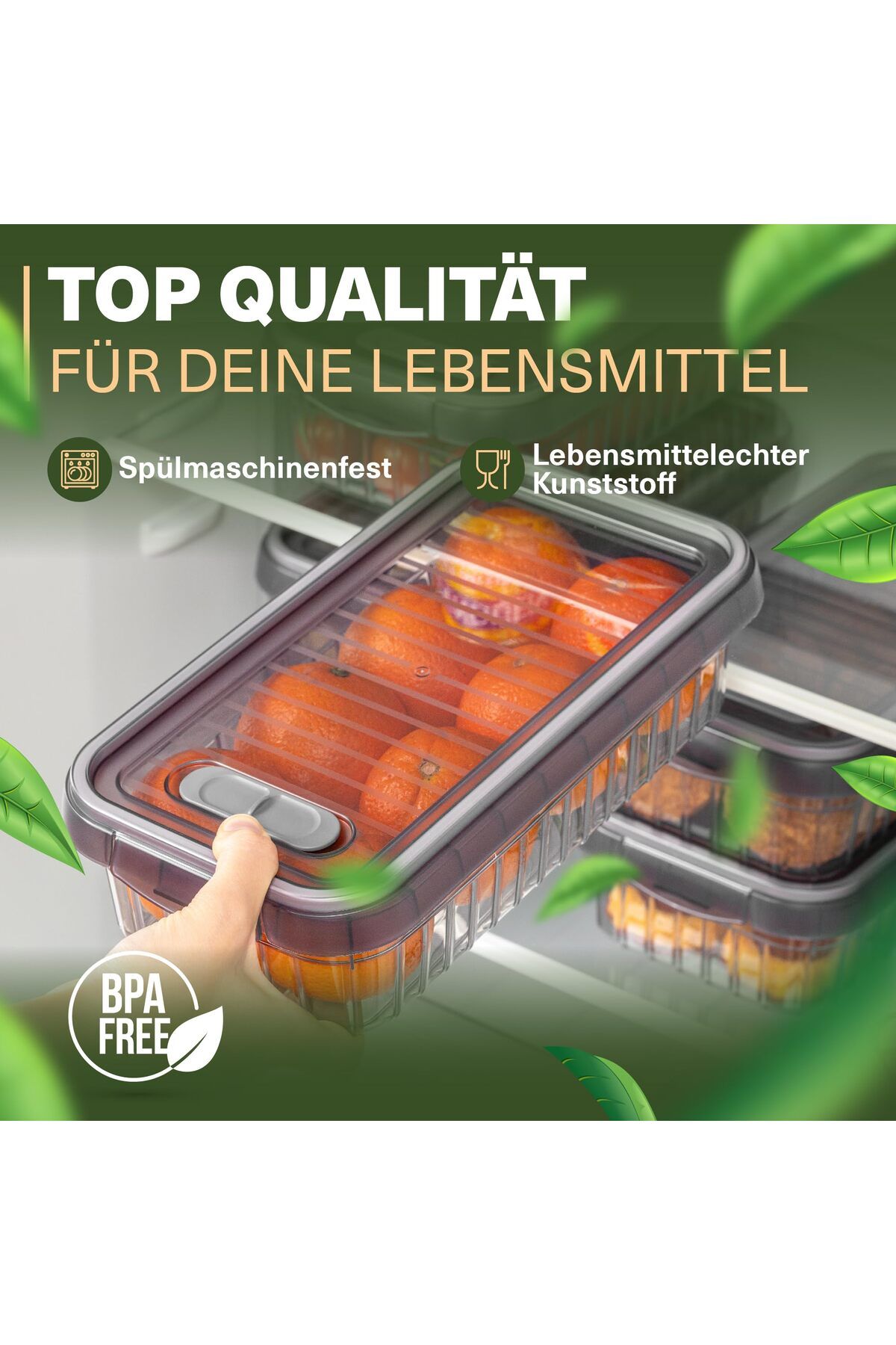 Viwares-Frischhaltedosen 3er Set, 2 L, BPA-frei, Kühlschrank-Organizer für Aufschnitt 3