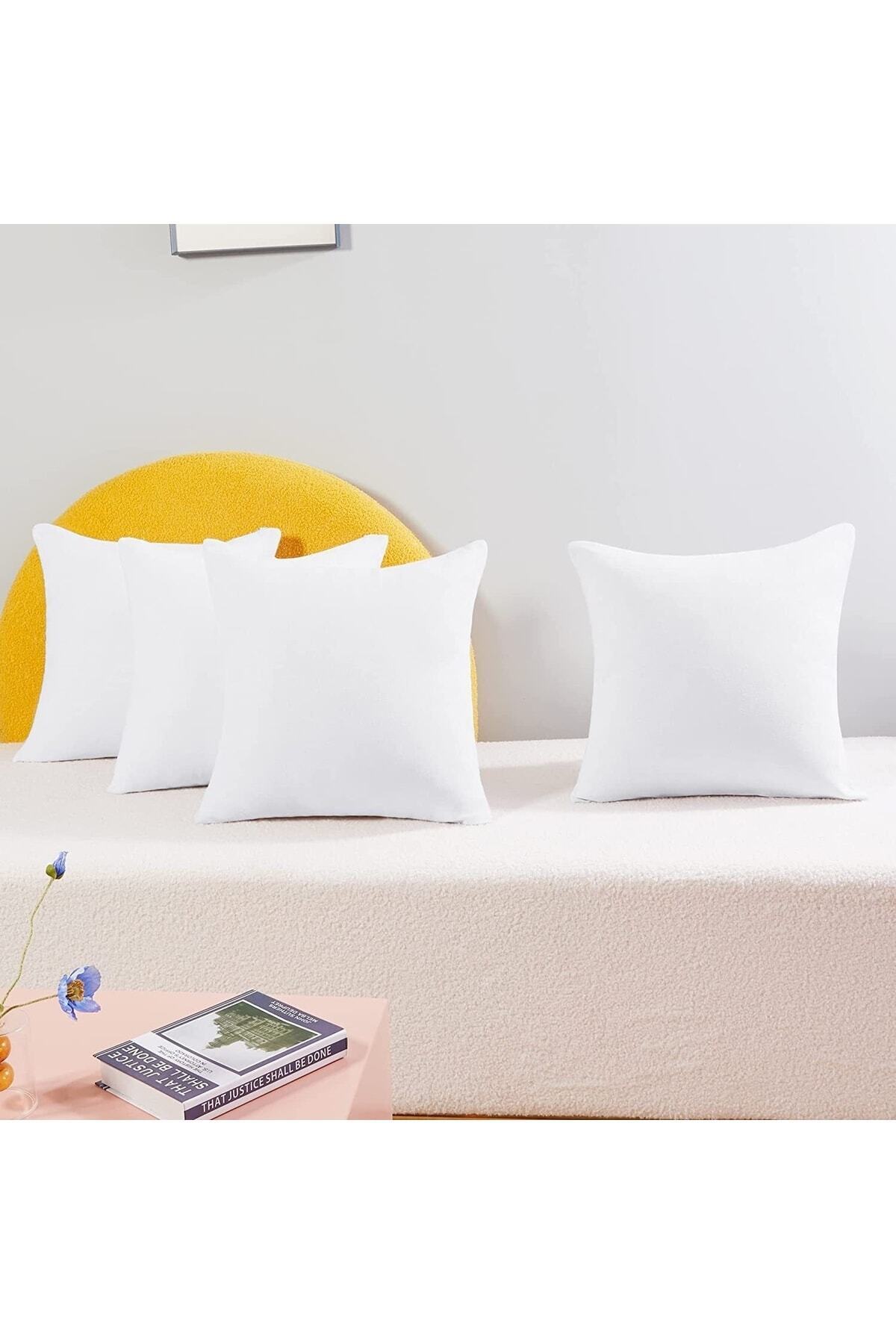 Premium 4 Pieces Square White Interlining Dirt Inner Pillow 40x40 Cm Antibacterial Silicone Filled