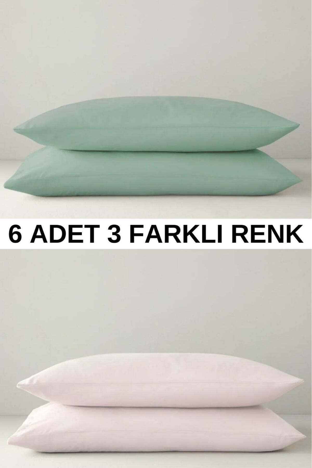 Home PapatAy Yastık Kılıfı 6 Adet 3 Renk Fermuarlı Pamuk Yastık Klıfı 361128