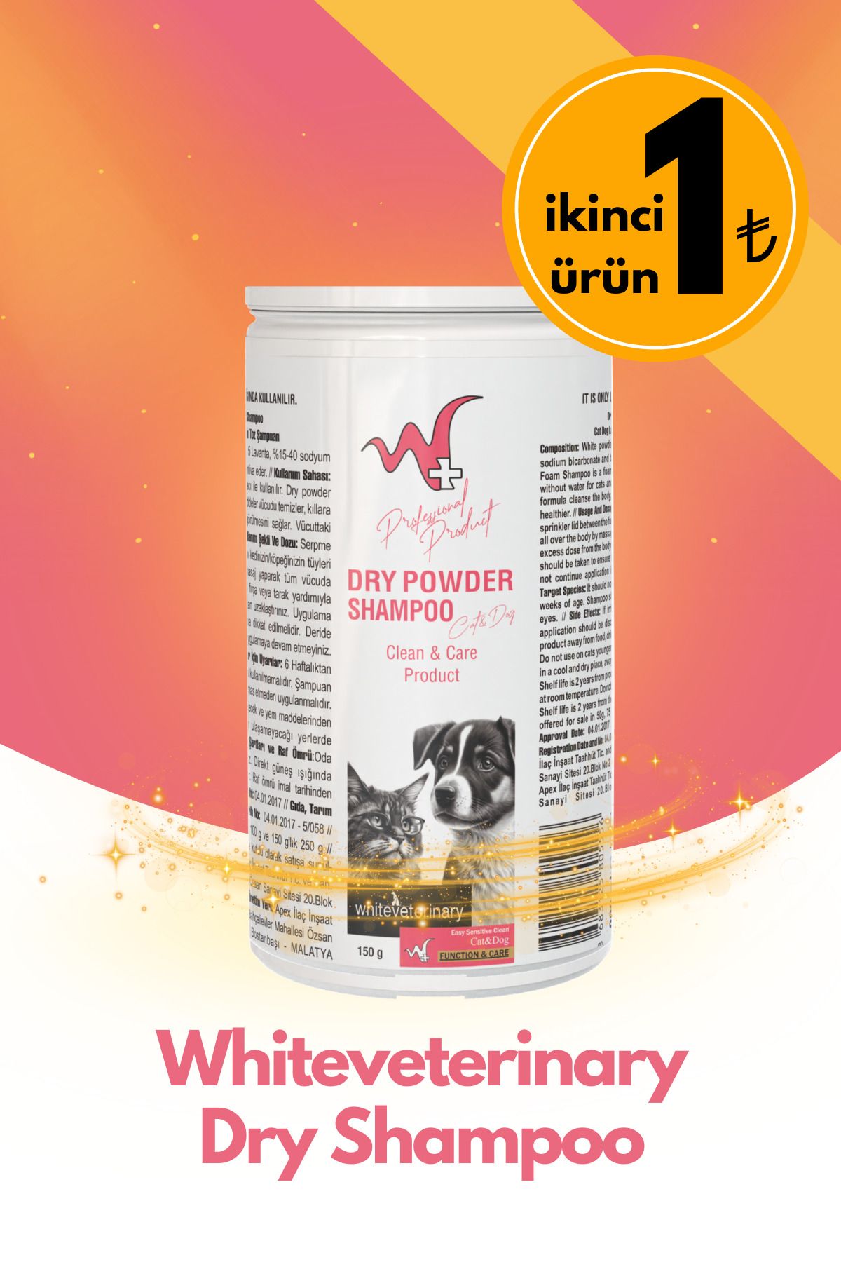 WhiteVeterinay Kedi Ve Köpekler İçin Lavantalı Toz Şampuan 150Gr