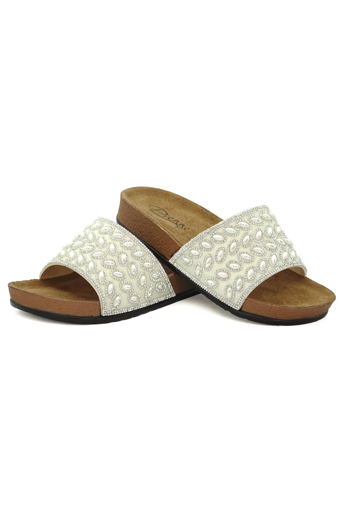 LETAO-Pienne Women's Pearl White Stone Inner Pad Extra Comfortable Dowry Bridal Casual Slippers 4