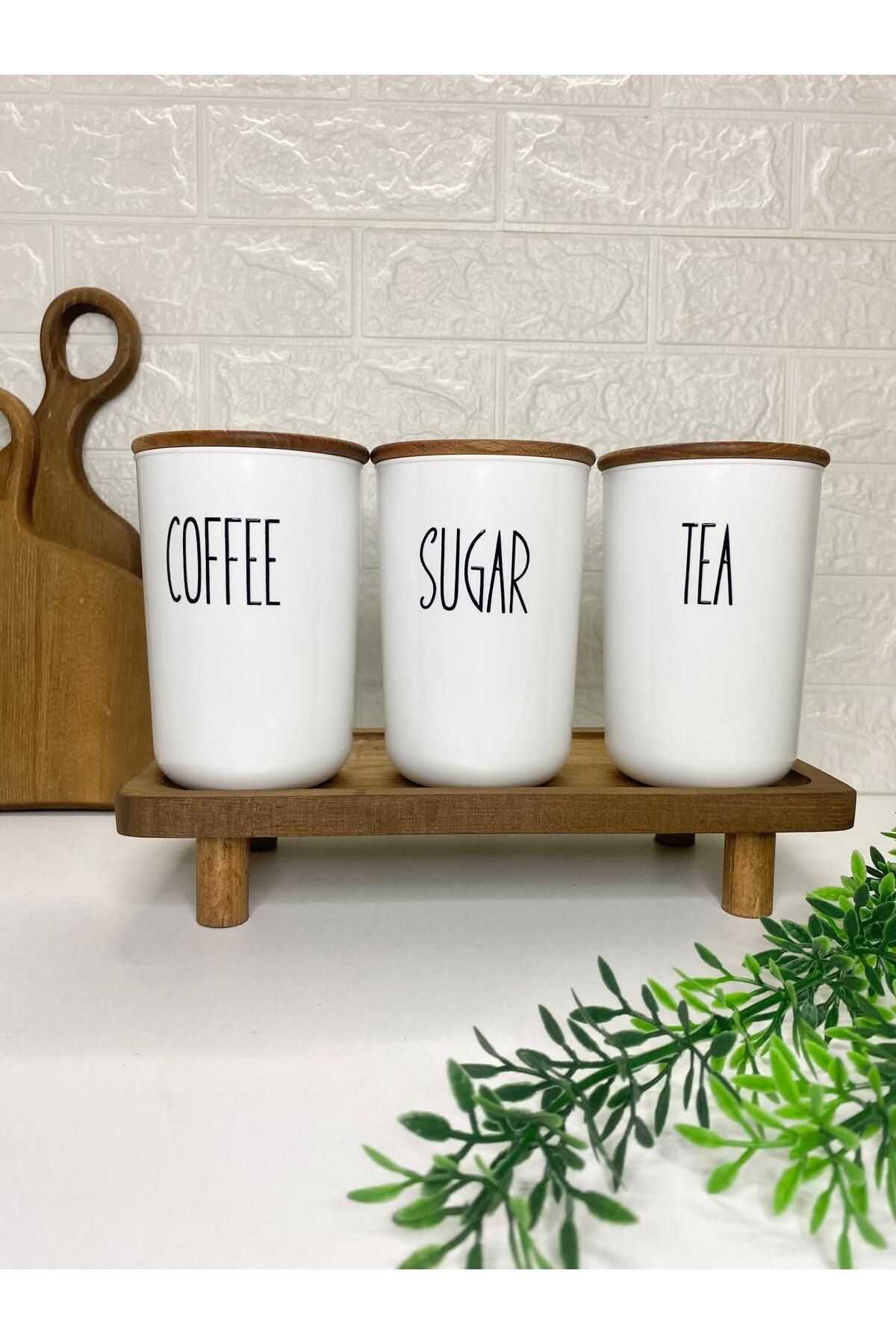 MODA OZY-Set of 3 900ml Acrylic (Plastic) Storage Containers with Wooden Lids and Jars with Stand (with Transfer Label) 7
