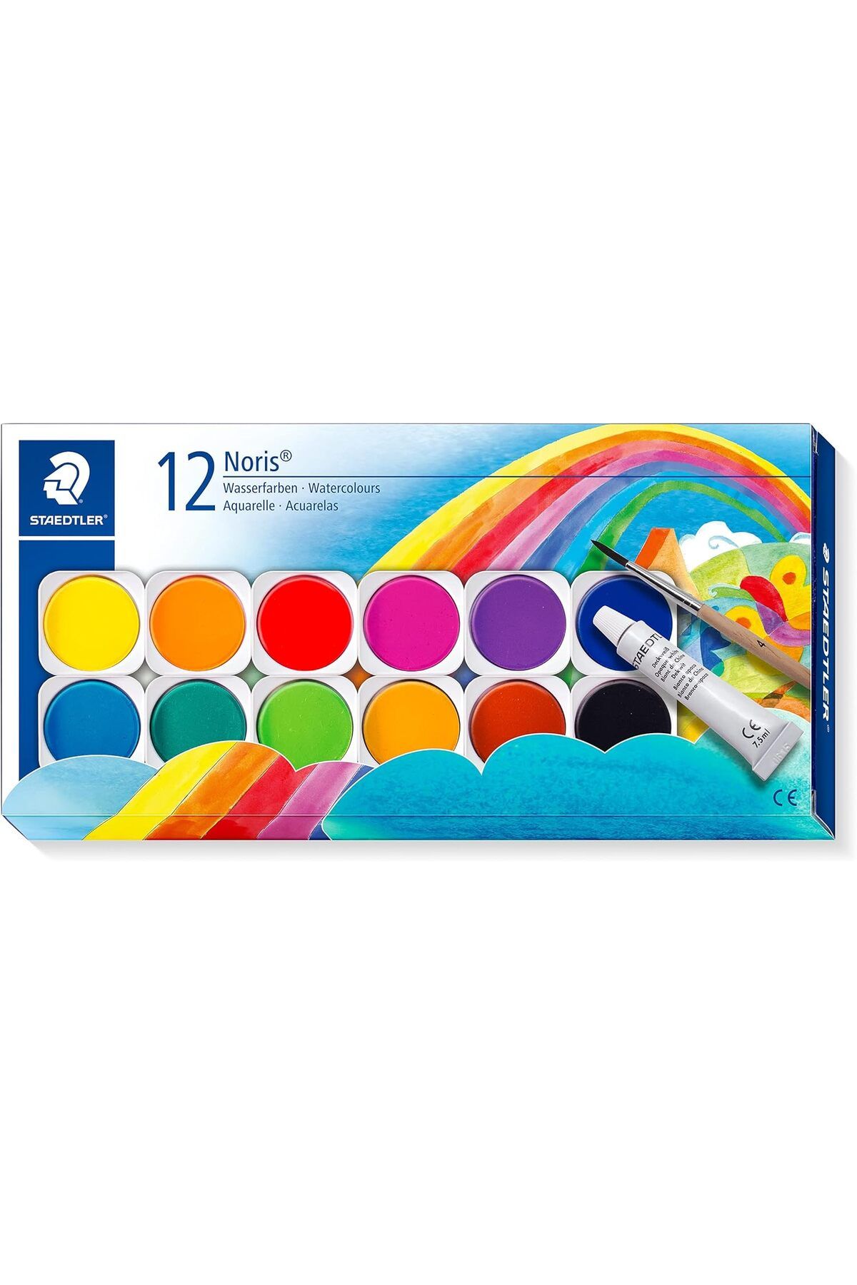 STOREMAX dlshop 888 Nc12 Noris Clup Sulu Boya 12'li 1 Tüp Opak Beyaz Boya Ve Fırça star 990396