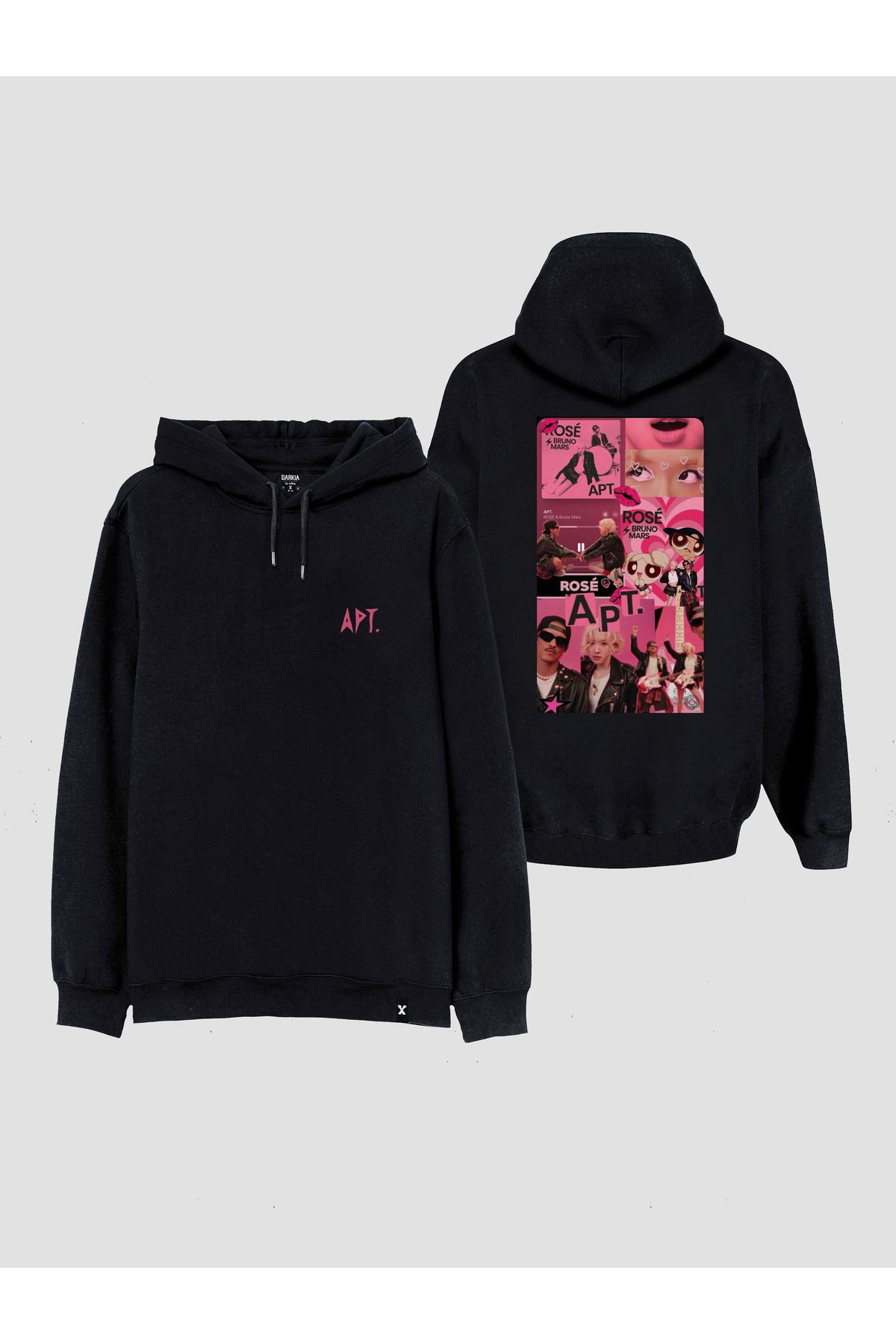 sielta Blackpink Müzik Grubu  Baskılı Çift Taraflı Kapşonlu Unisex Siyah Sweathsirt Hoodie