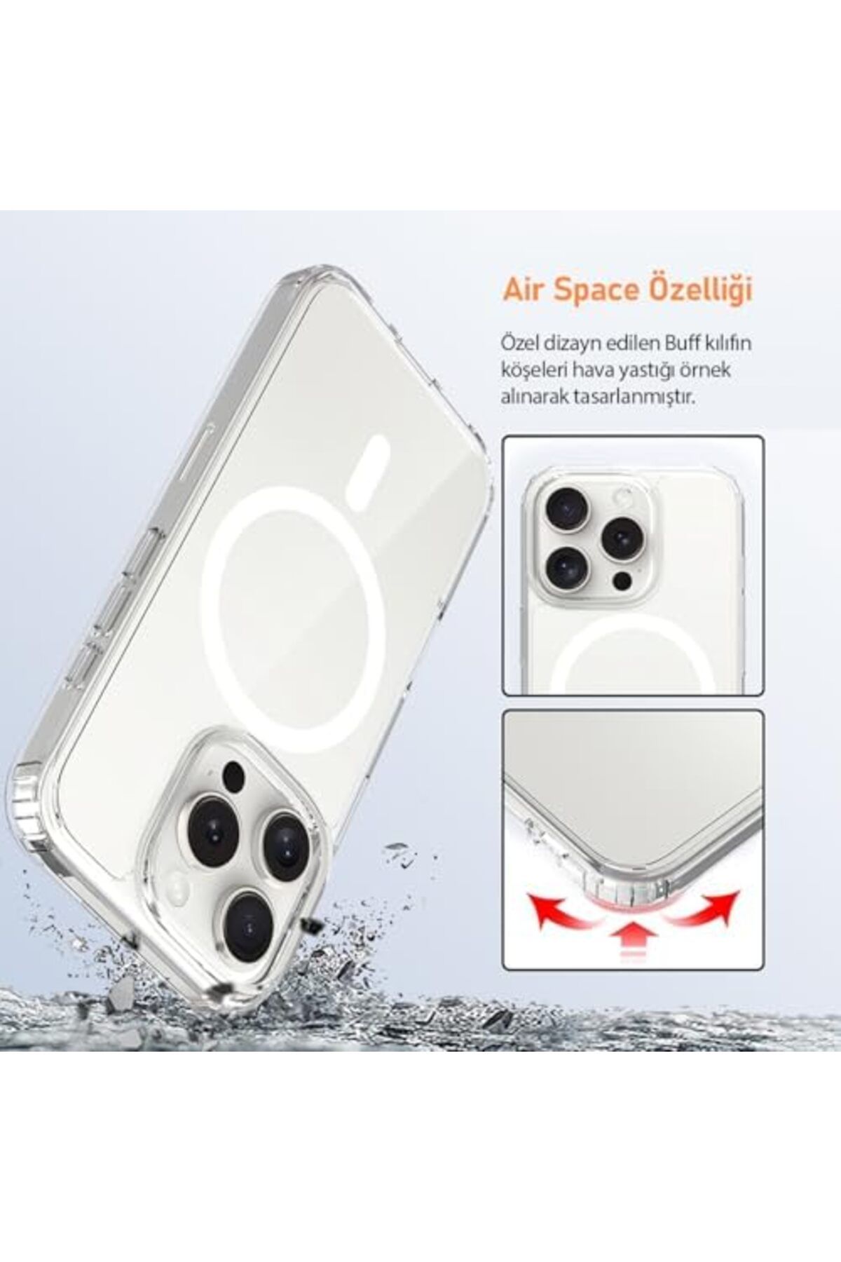 STOREMAX lbstorex iPhone 16 Serisi ile Uyumlu Magsafe Destekli Air Hybrid Kılıf, Darbe Emici TPU ve PC, iPh