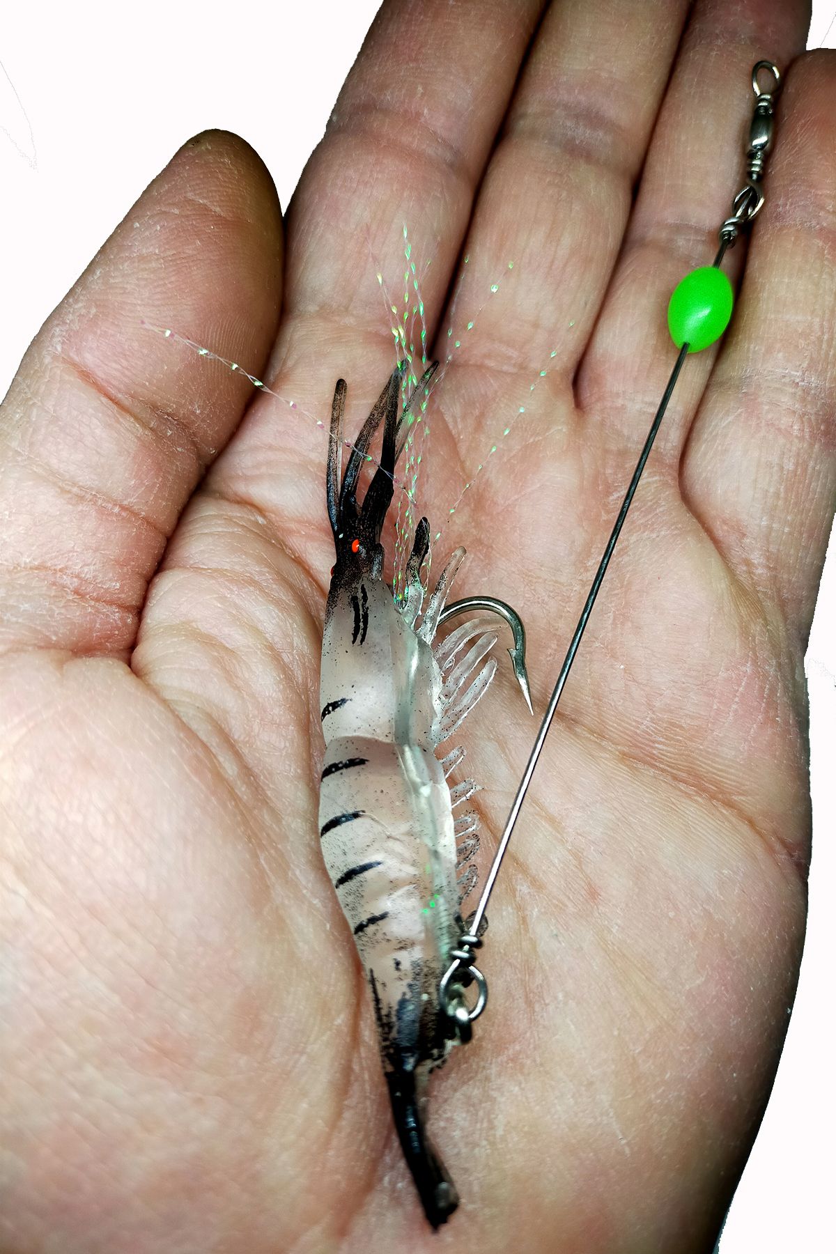 sr sazanrig Karides Shrimp Şeffaf Yapay Silikon Balık Yemi Fosforlu Kancalı 8.5 cm 6 gr