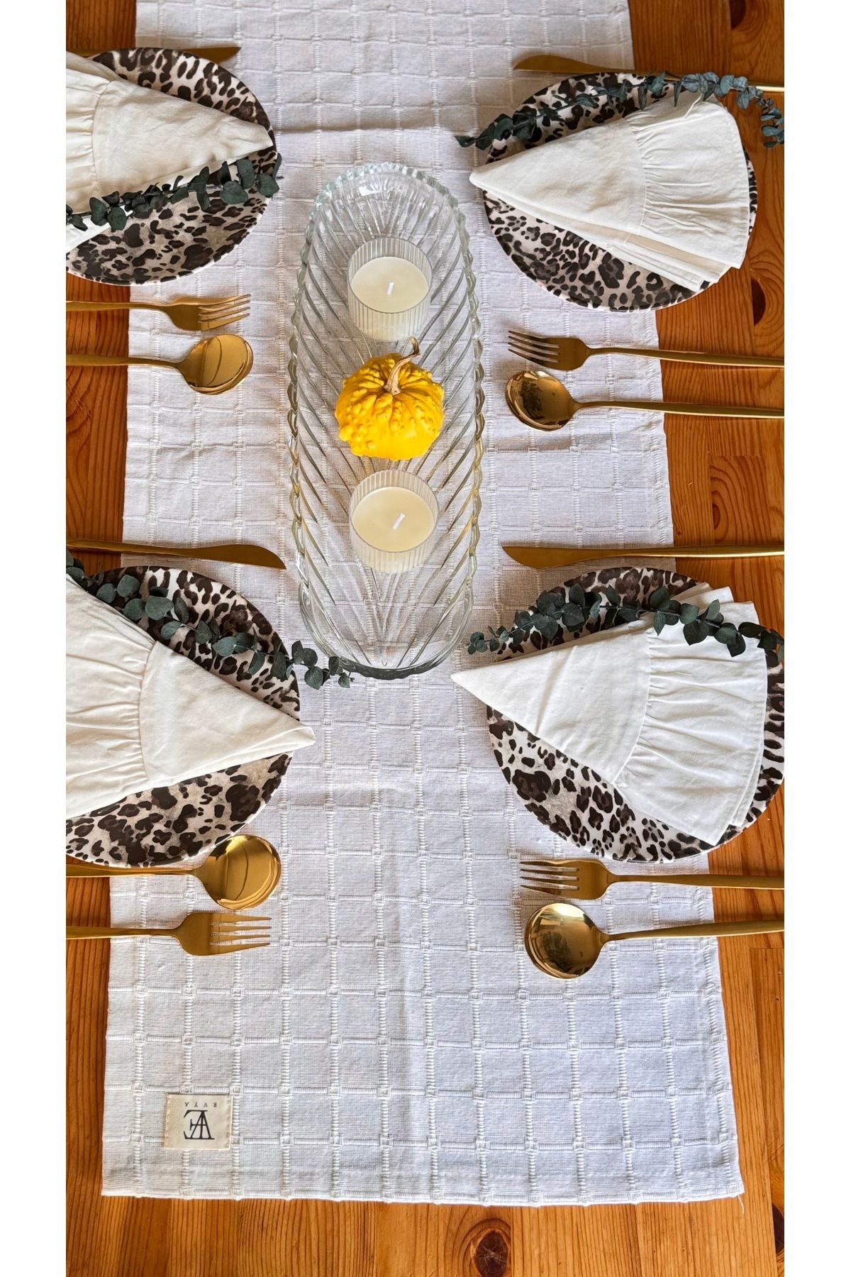 EVYA Monika Linen Runner - 40x110 Cm Serviciu American Crem Pentru Masa, Masa, Sufragerie, Bucatarie - One Size
