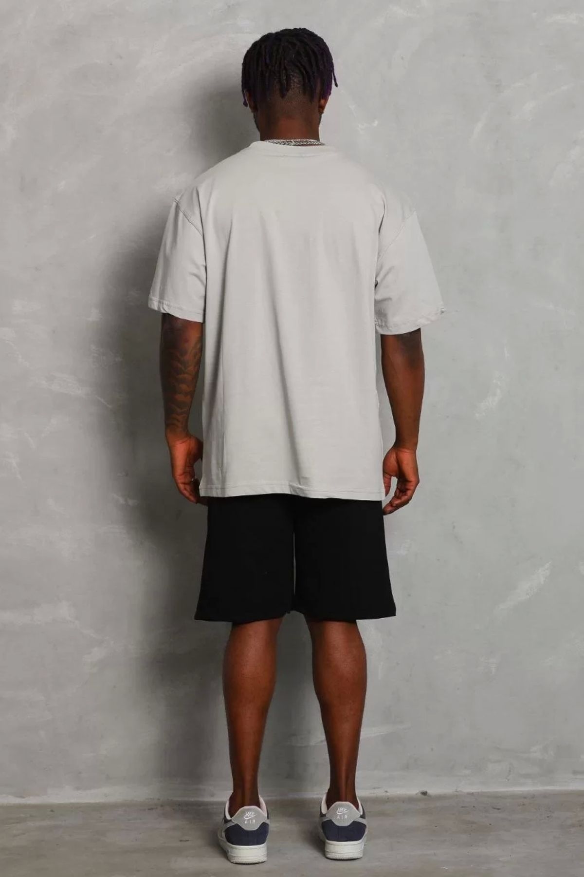 CVS Unisex Oversize Düz Bisiklet Yaka T-Shirt - Gri