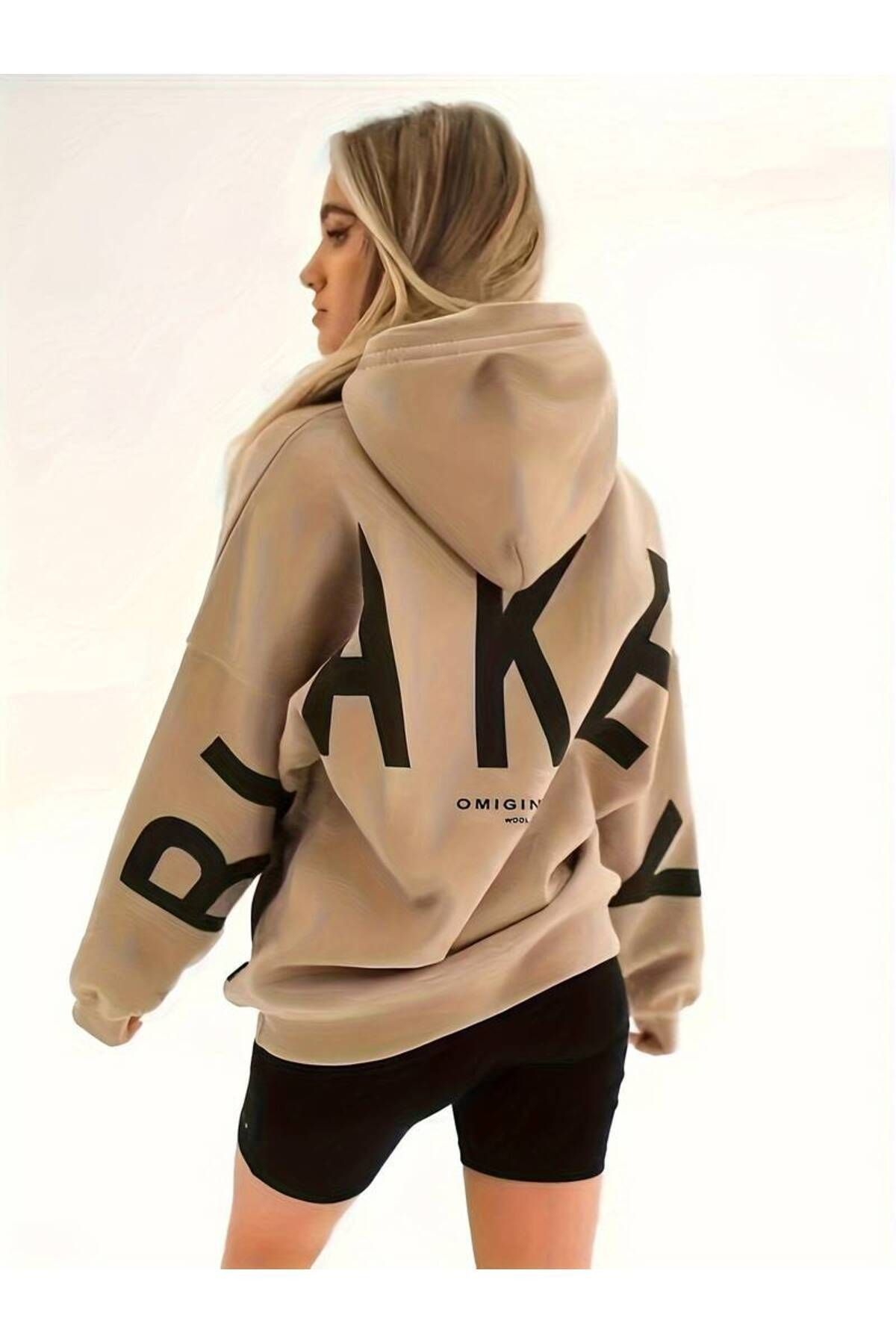 Charme Elegant Unisex Büyük Beden Blake Baskılı Kapüşonlu Oversize Sweatshirt Hoodie