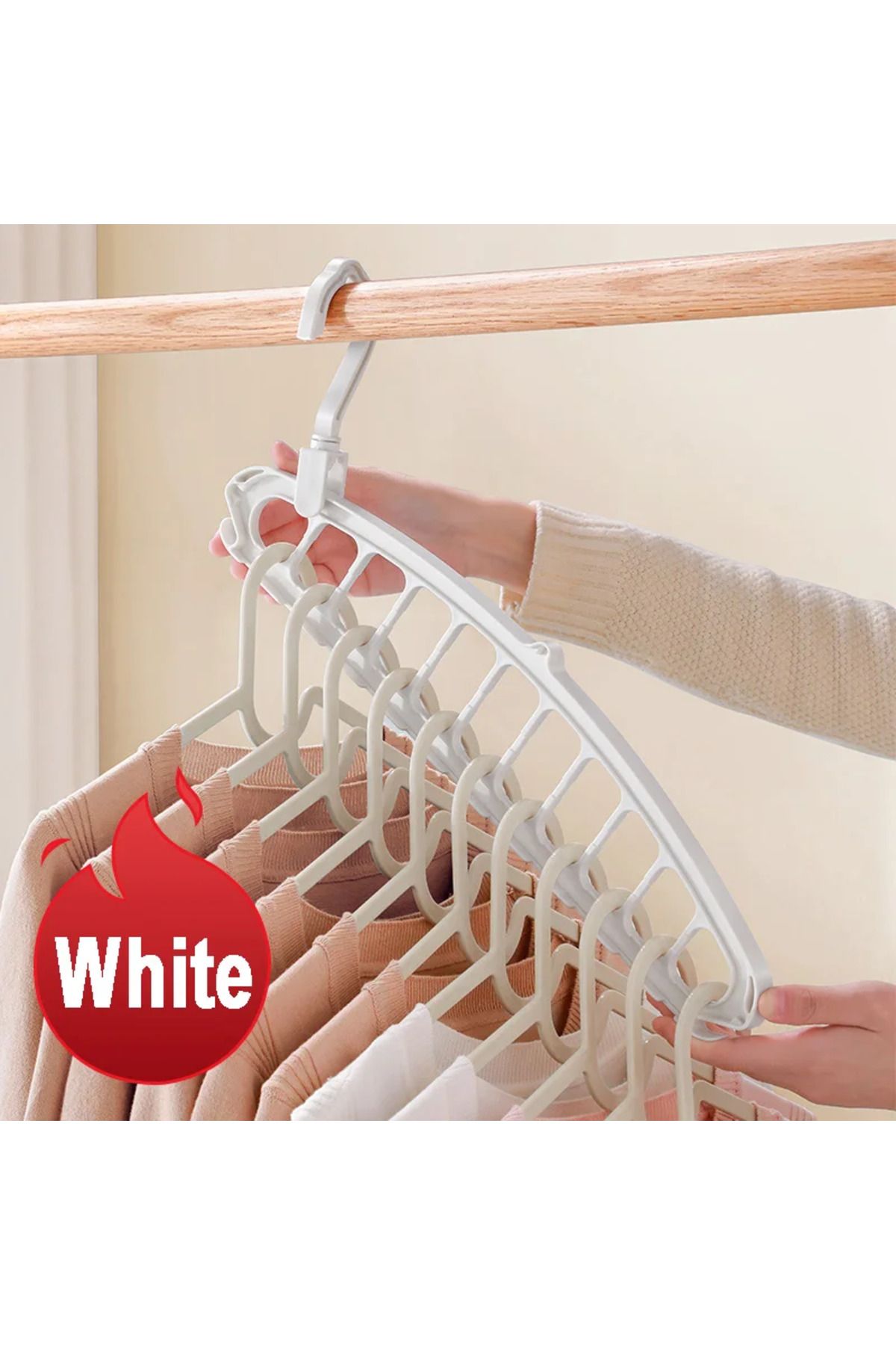 Choice-White 1pc New Clothes Hanger Closet Organizer Space Saving Hanger Multi-port Clothing Rack Plastic S 1