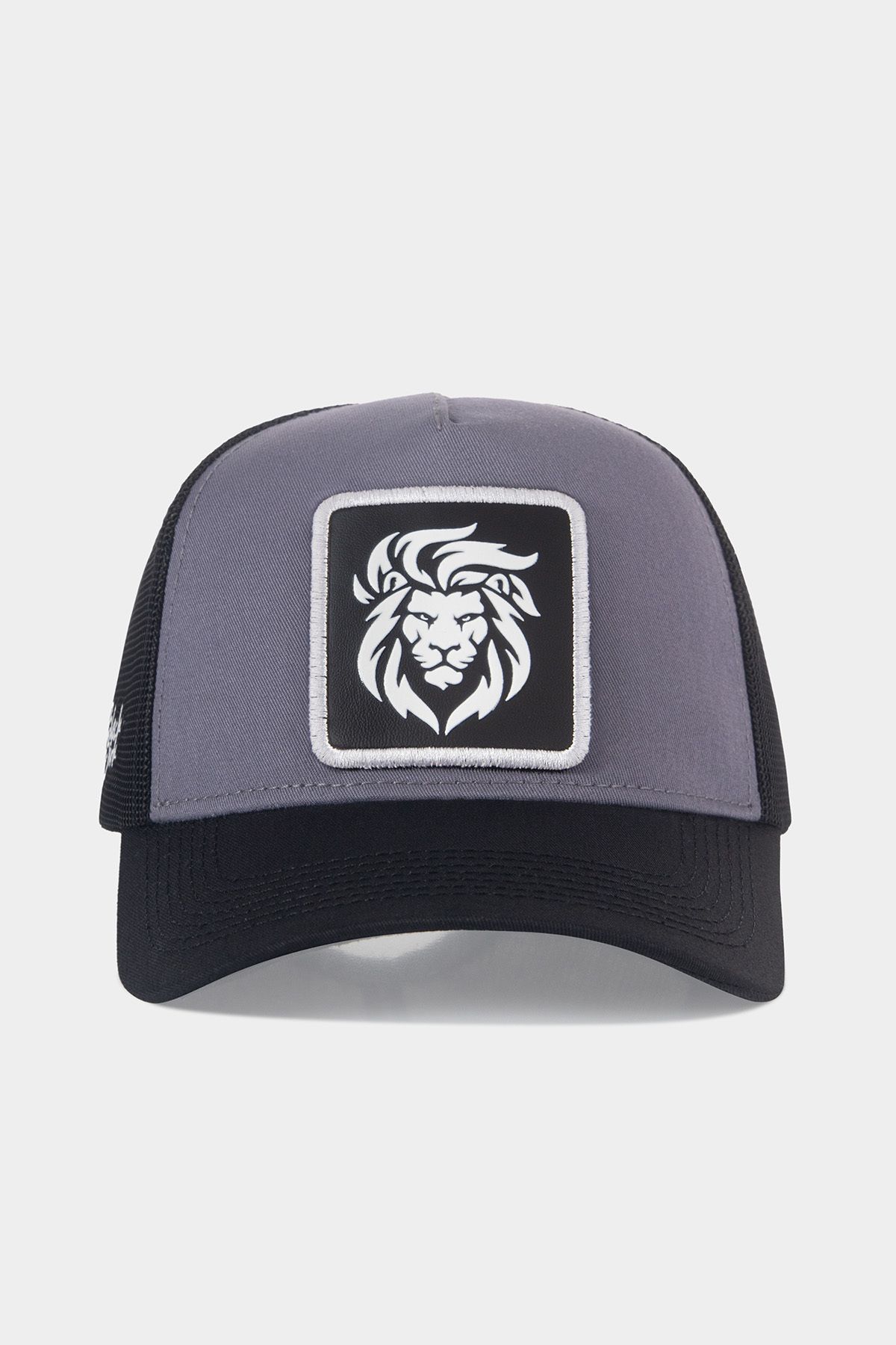 BlackBörk V1 Trucker Aslan - 9SB Kod Logolu Unisex Siyah Siperli - Gri - Siyah Şapka (Cap)