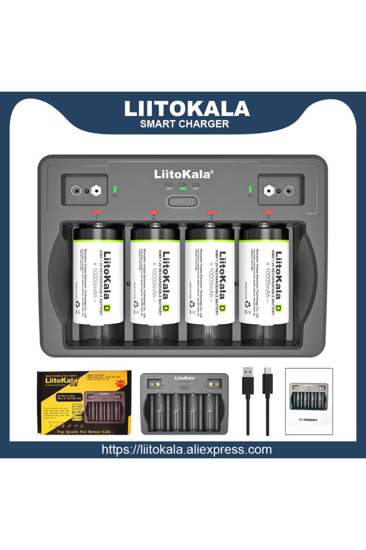 liitokala-Lii-d4 Lii-d4 9v 26650 18650 21700 18500 26700 16340 22650 Aa Aaa C Sc D 3.7v 1.2v Lithium 1