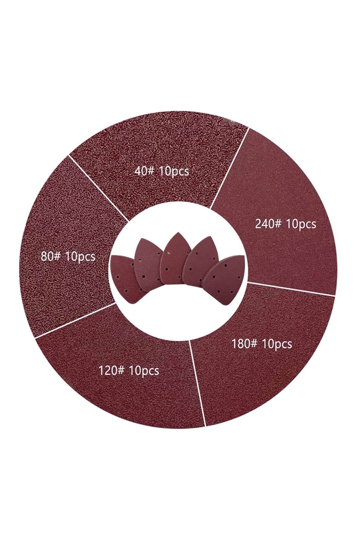 Choice-Mix Grits 50pcs/set Detail Sander Sandpaper Mouse Sanding Pads 5 Holes Hook And Loop Sanding Sheets 8