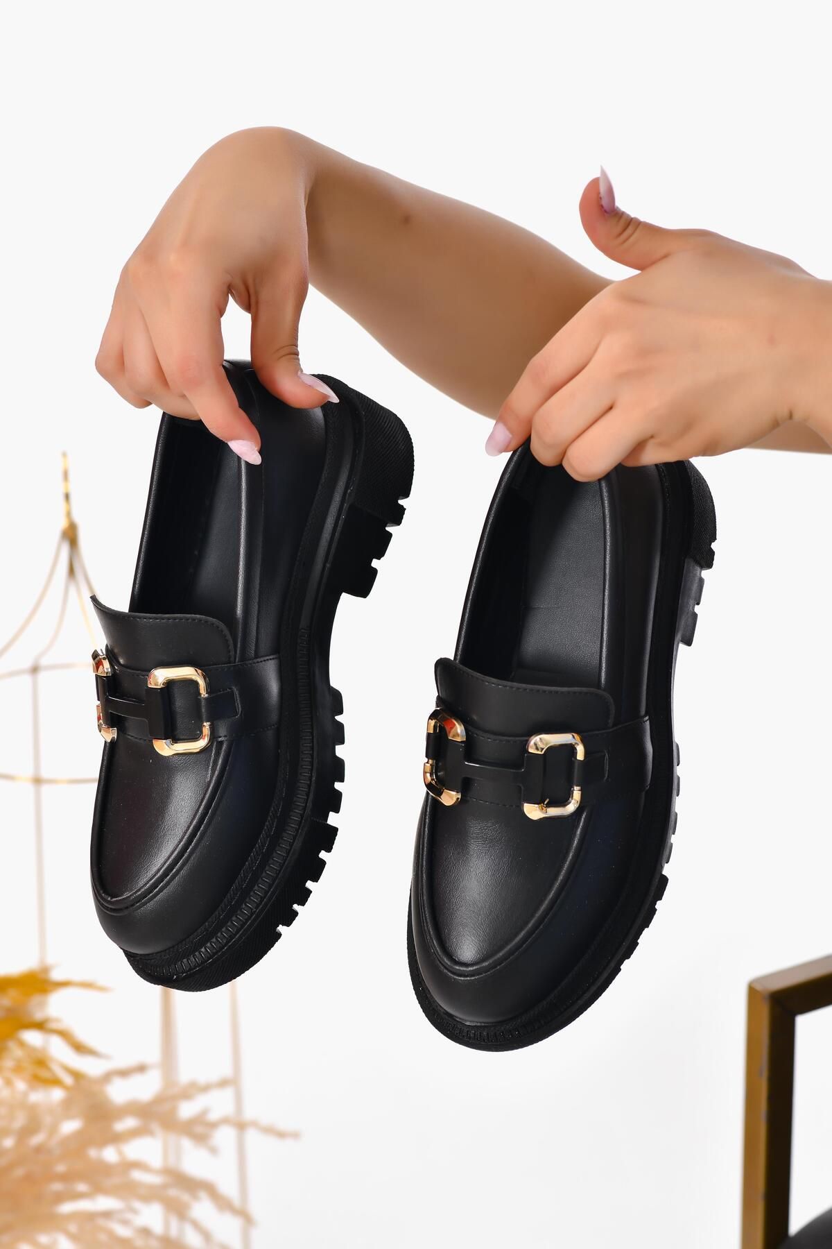 CAPRİ MODA Kadın Kalın Taban Loafer Makosen Ayakkabı