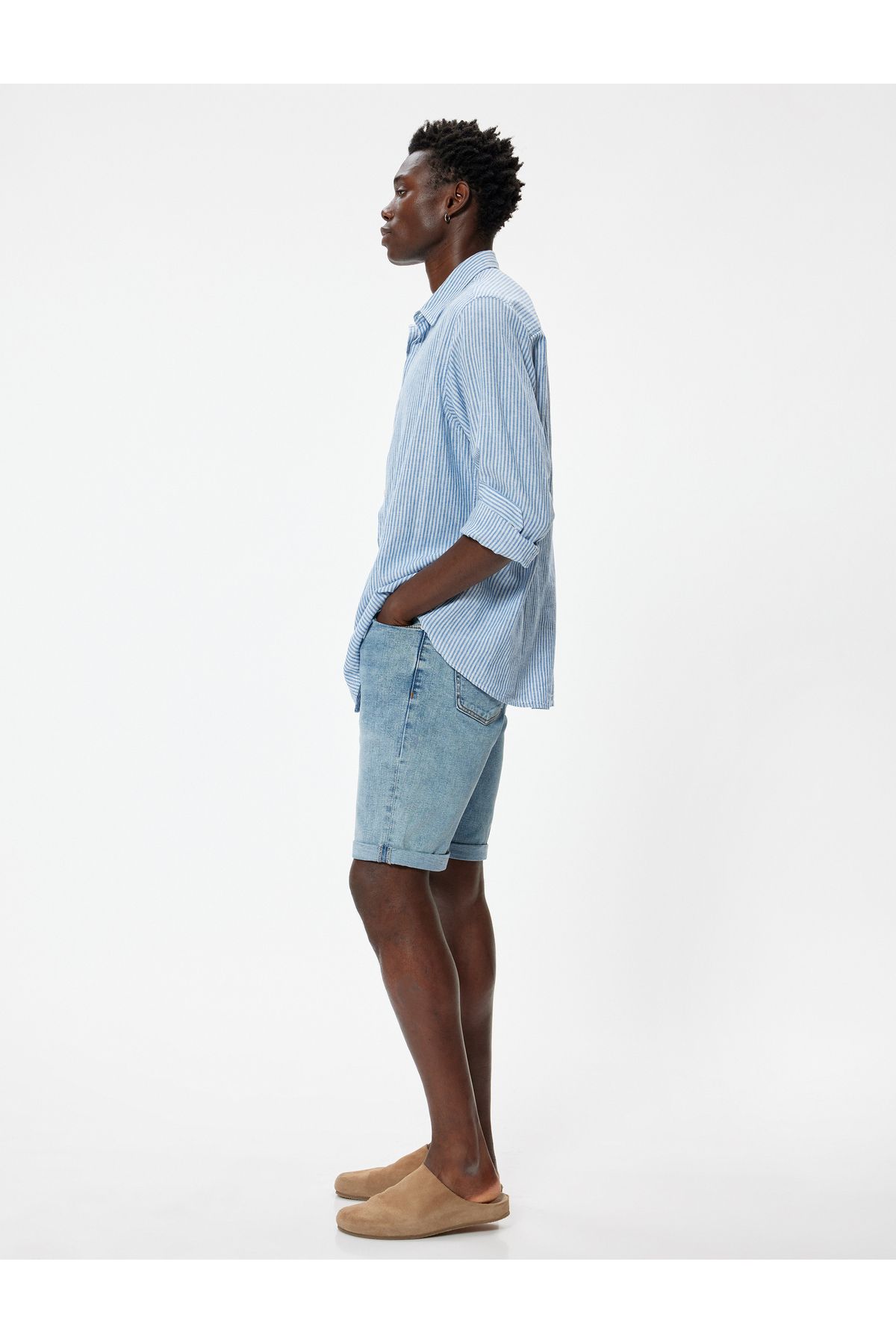 Koton Yeni Sezon Slim Fit Kot Şort Bermuda Cep Detaylı Pamuklu