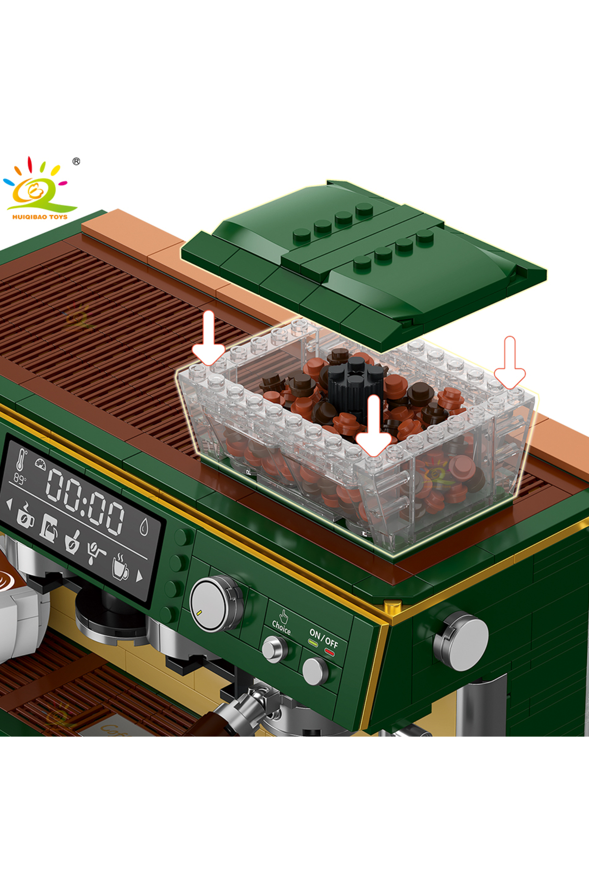 بدون جعبه HUIQIBAO ۹۲۸ تکه MOC دستگاه قهوه مدل بلوکهای ساختمانی میکرو شهر الماس دوستانه