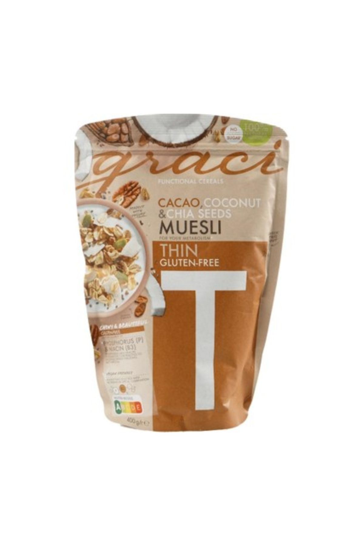 MEMLEKET GURMESİ Graci Kakao, Hindistan Cevizi ve Kiya Tohumu Muesli 400 gr