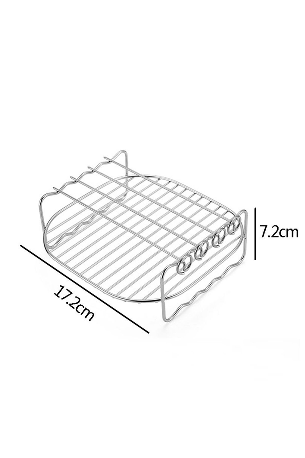 Choice-17.2x7.2cm Baking Tray Skewers Air Fryer Stainless Steel Holder Bbq Rack Double-deck Home 1