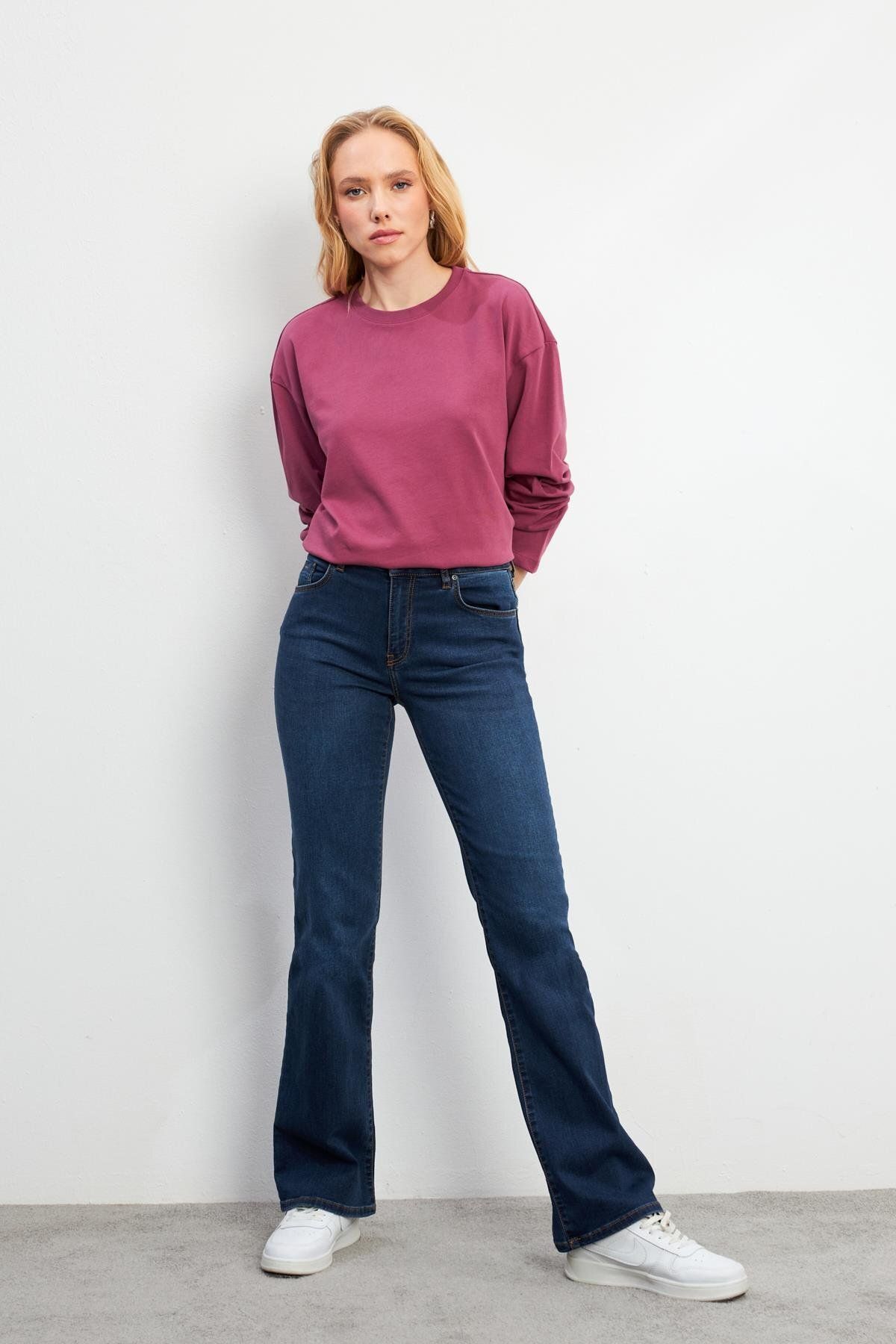 VENA Emilie Blue Black Bootcut Jean Pantolon(TENCEL)(TM) - BLUE BLACK