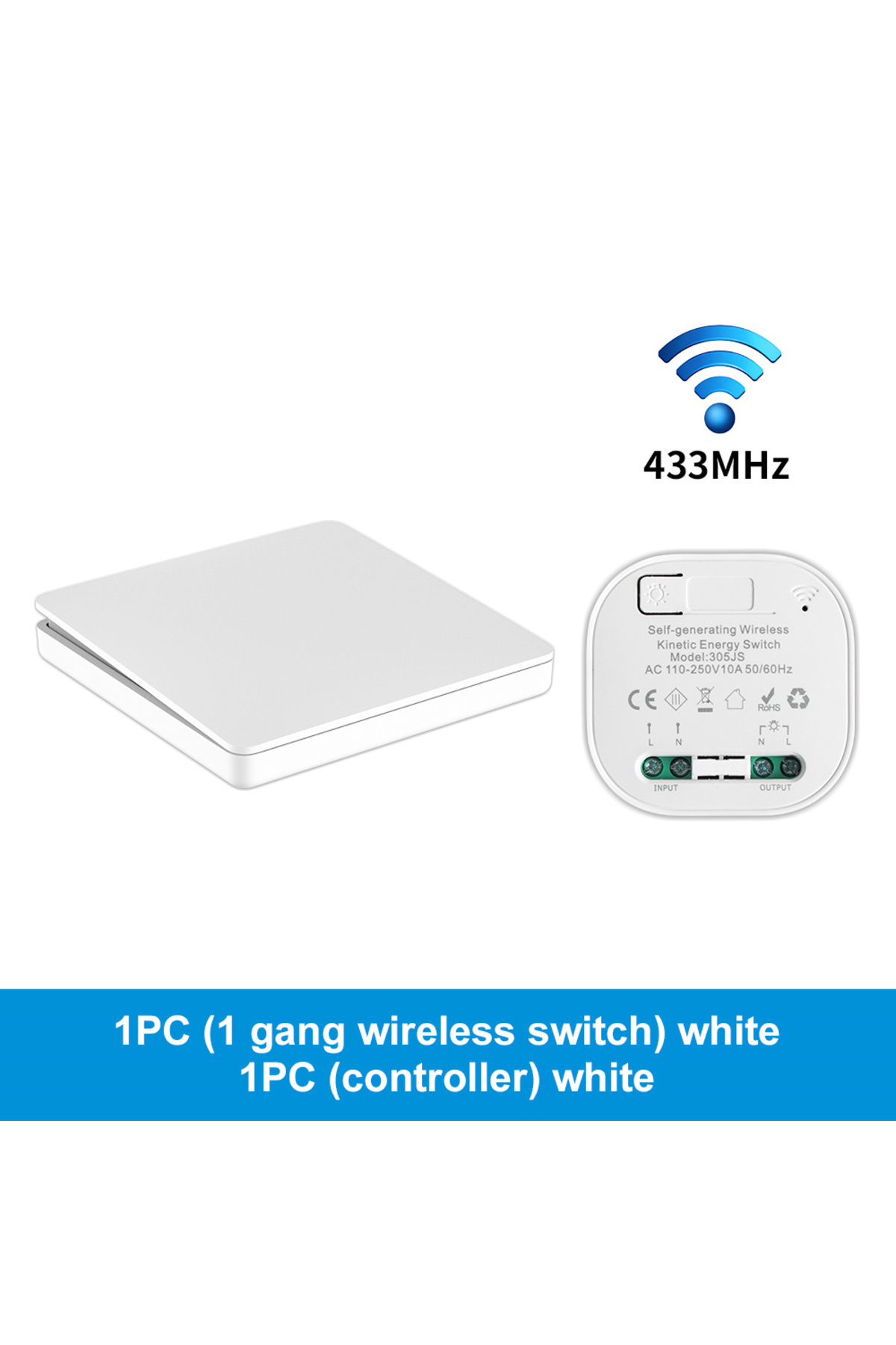 manhot-مفتاح إضاءة ذكي لاسلكي 1gang 1controller RF433 لا يحتاج إلى بطارية مقاوم للماء 110-220 فولت مع الحد الأدنى 1