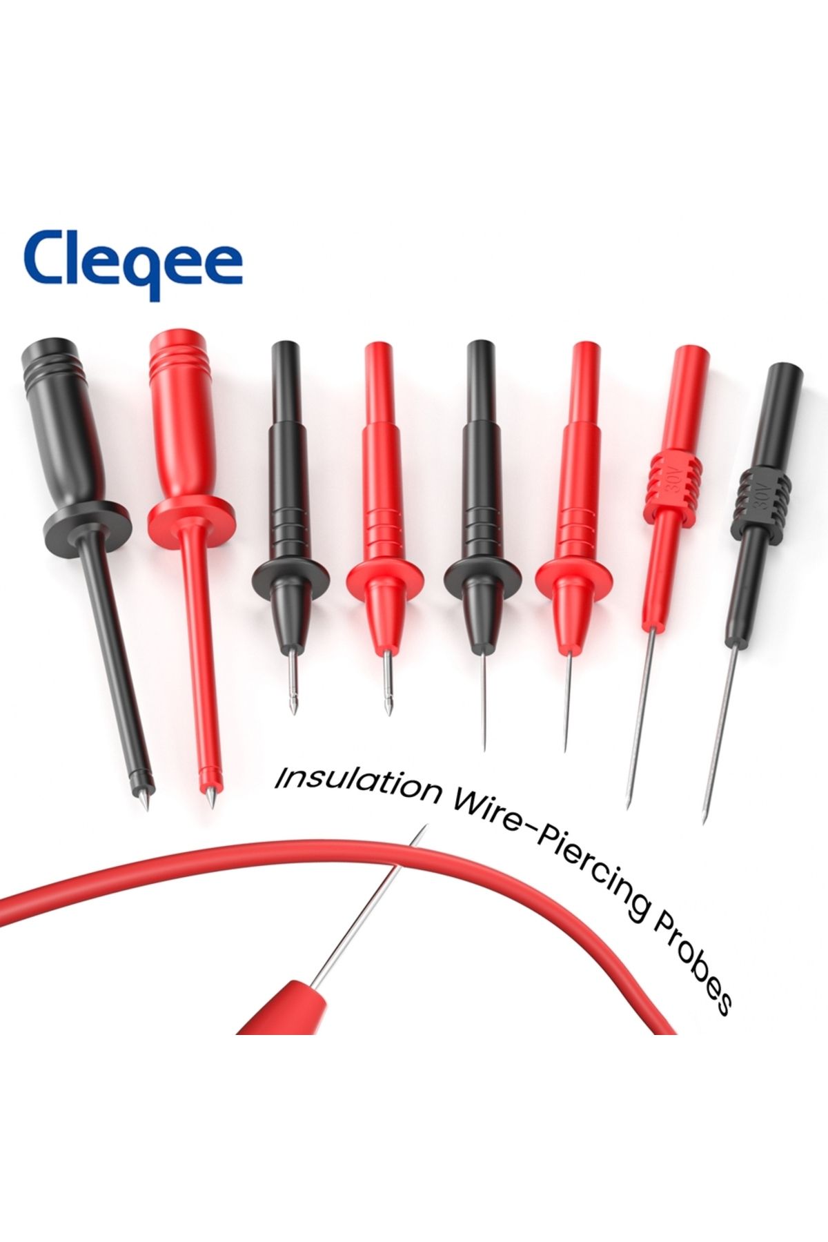CLEQEE-مجموعة أسلاك اختبار مقياس متعدد من السيليكون P1925 مجموعة مجسات اختبار مشابك التمساح خطاف اختبار سريع... 4