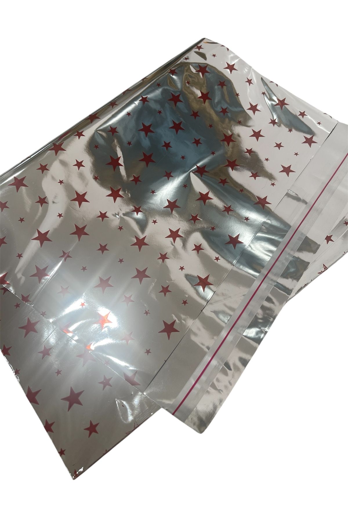 HUR-AY PACK 25 De Pungi Cadou Gri Cu Stea Roșie Imprimate - 30x47 Cm Pachet Cadou Cu Bandă - One Size