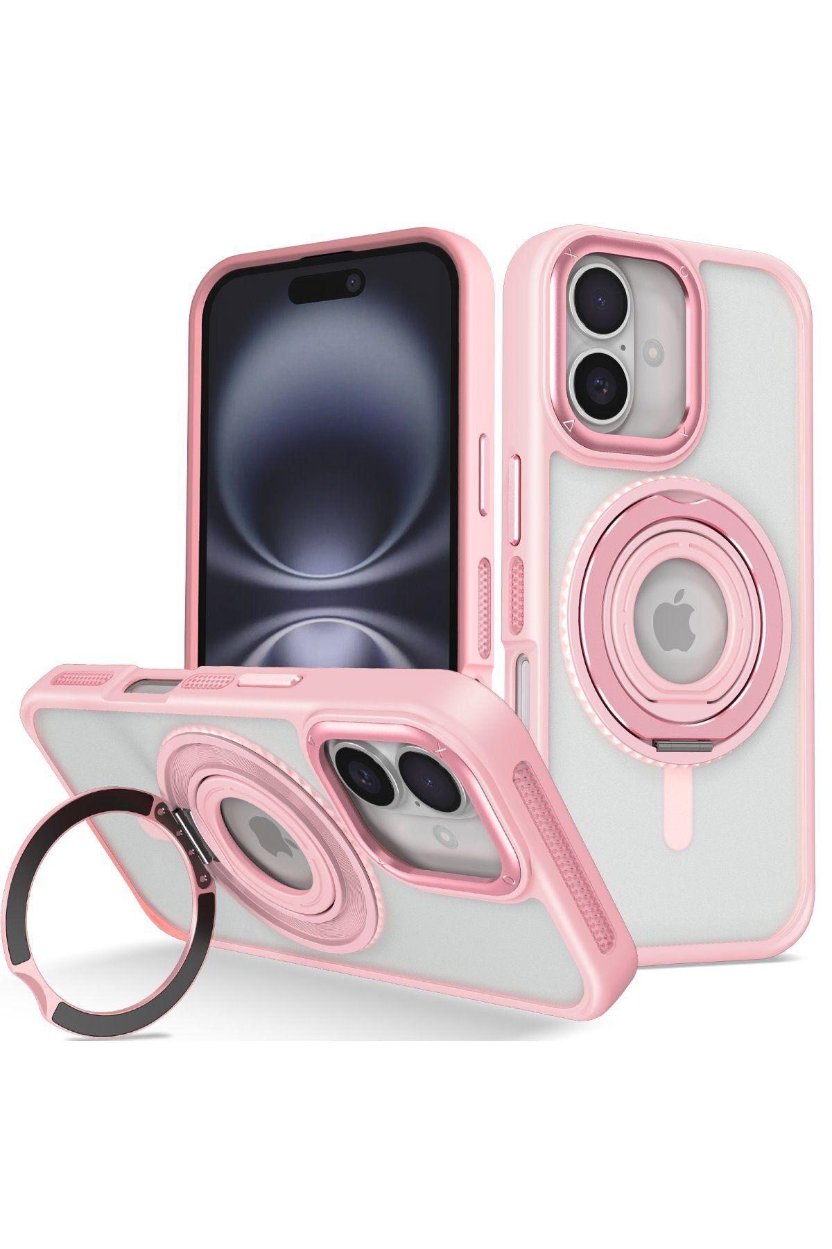 Joko iPhone 16 Banza Magsafe Standlı Kapak - Pembe FLKRY
