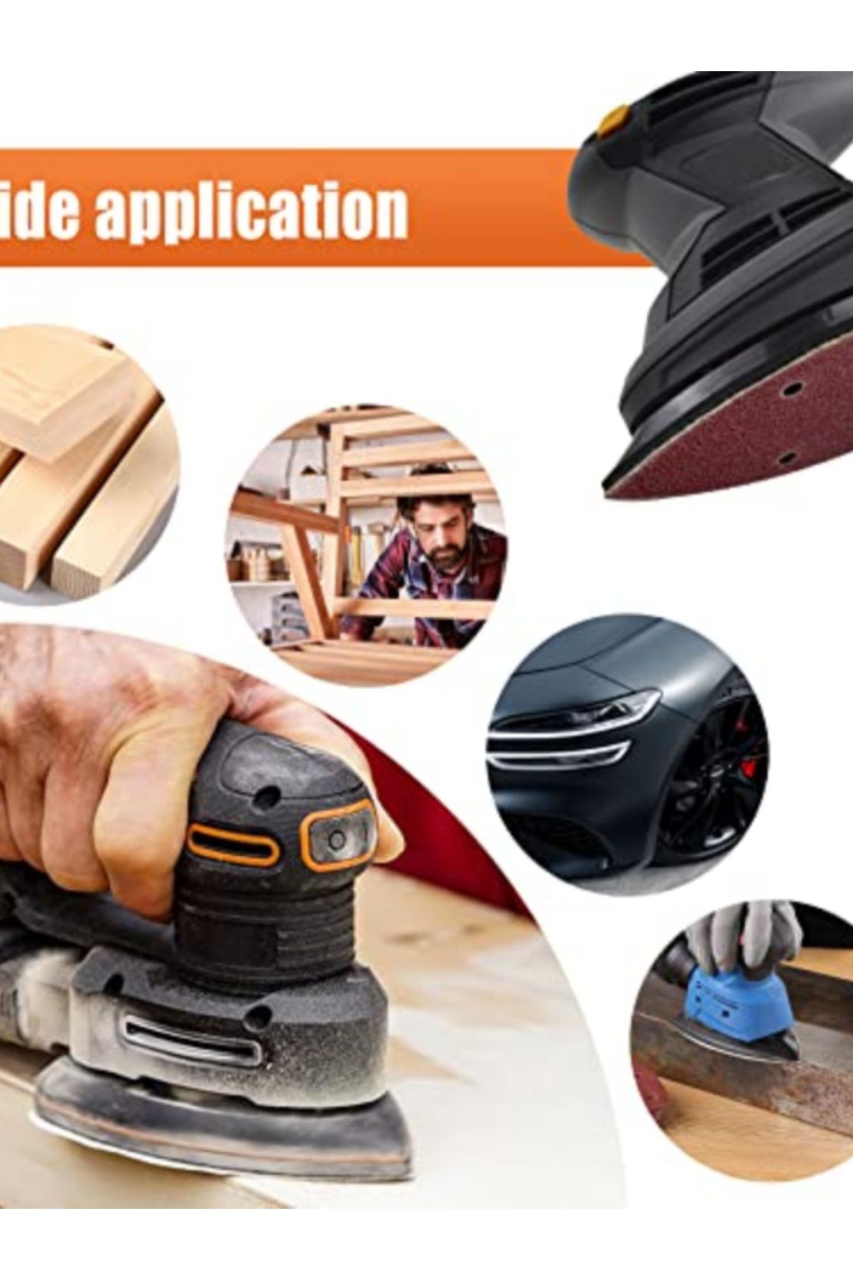 Choice-Mix Grits 50pcs/set Detail Sander Sandpaper Mouse Sanding Pads 5 Holes Hook And Loop Sanding Sheets 7