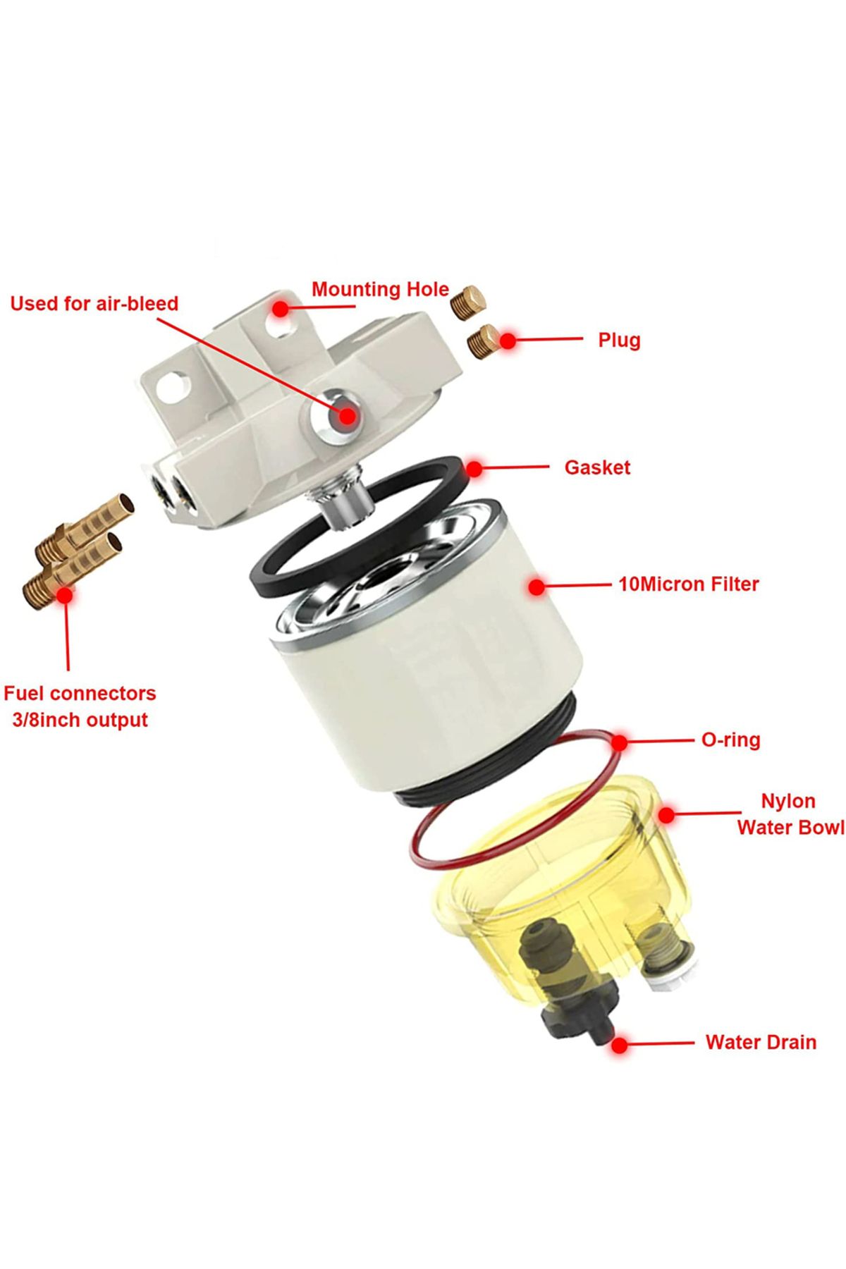 LARATH-R12T Fuel Filter/Water Separator Element Filter diesel engine for Racor 120AT 120AS S3240 YMH2E11... 3