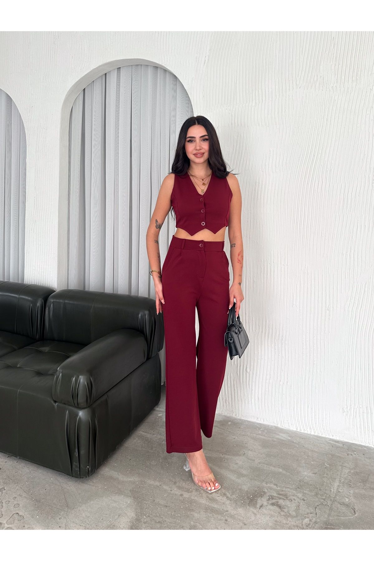 sportiness-Crepe Vest and Trousers Set 3