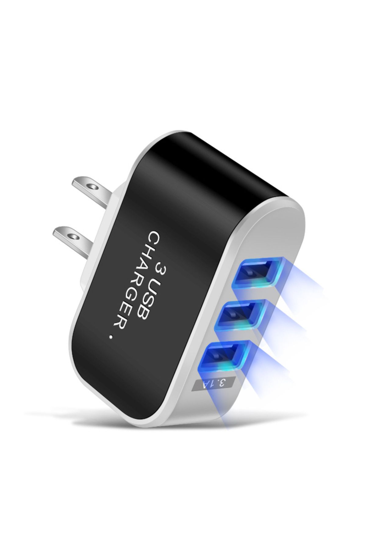 Choice-محول شاحن حائط USB 3 منافذ 5 فولت 1 أمبير أسود اللون بلون الحلوى للهواتف المحمولة والسفر وشحن آيفون 1