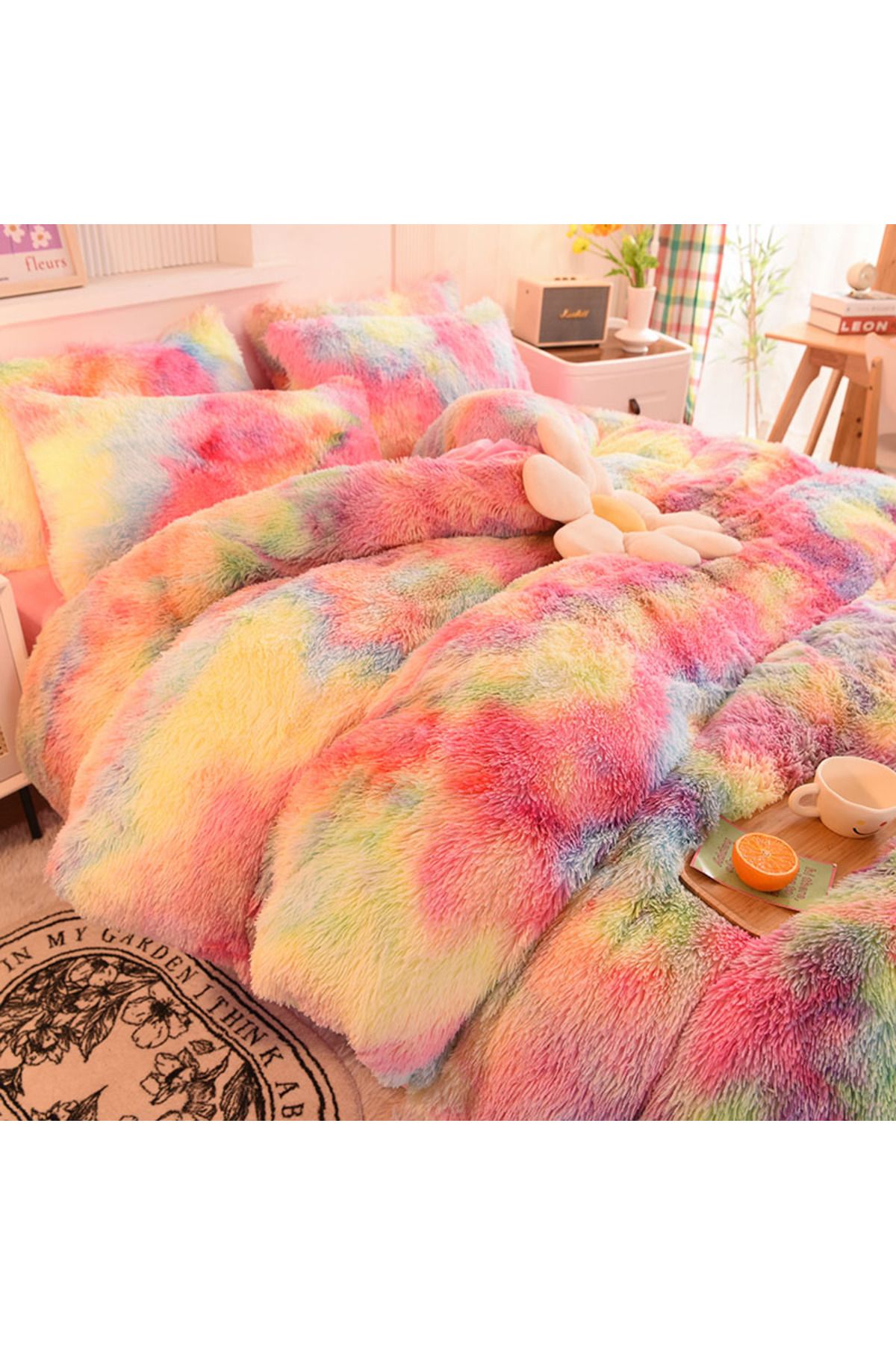 Choice-3Pcs Super Shaggy Coral Fleece Warm Cozy Princess Bedding Set Mink Velvet Duvet Cover Set Bed Com... 2