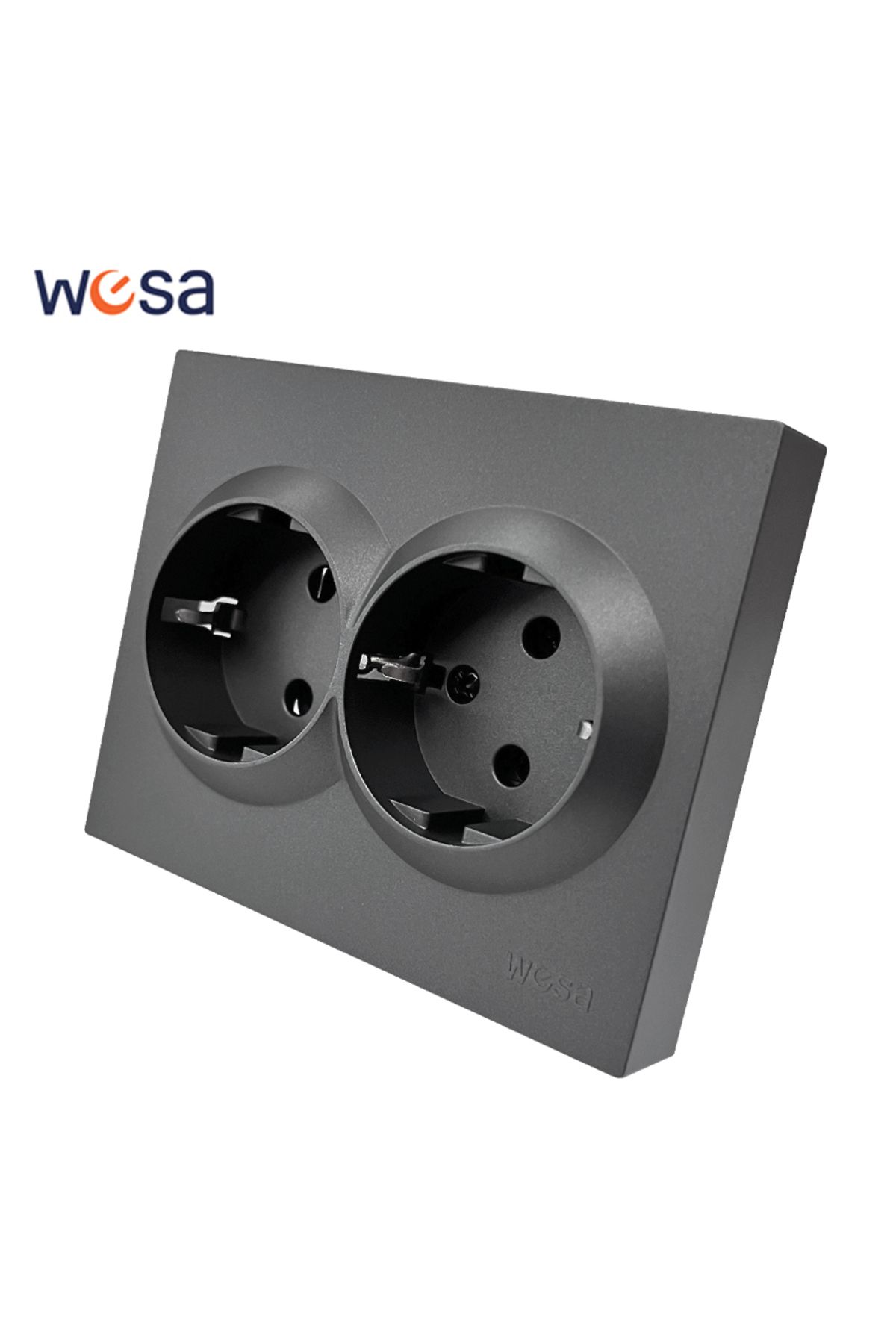 Choice-Eu 2 Socket With Ground Wesa Grey Double Power Socket 16a Eu Standard Electrical Outlett With Ground 1