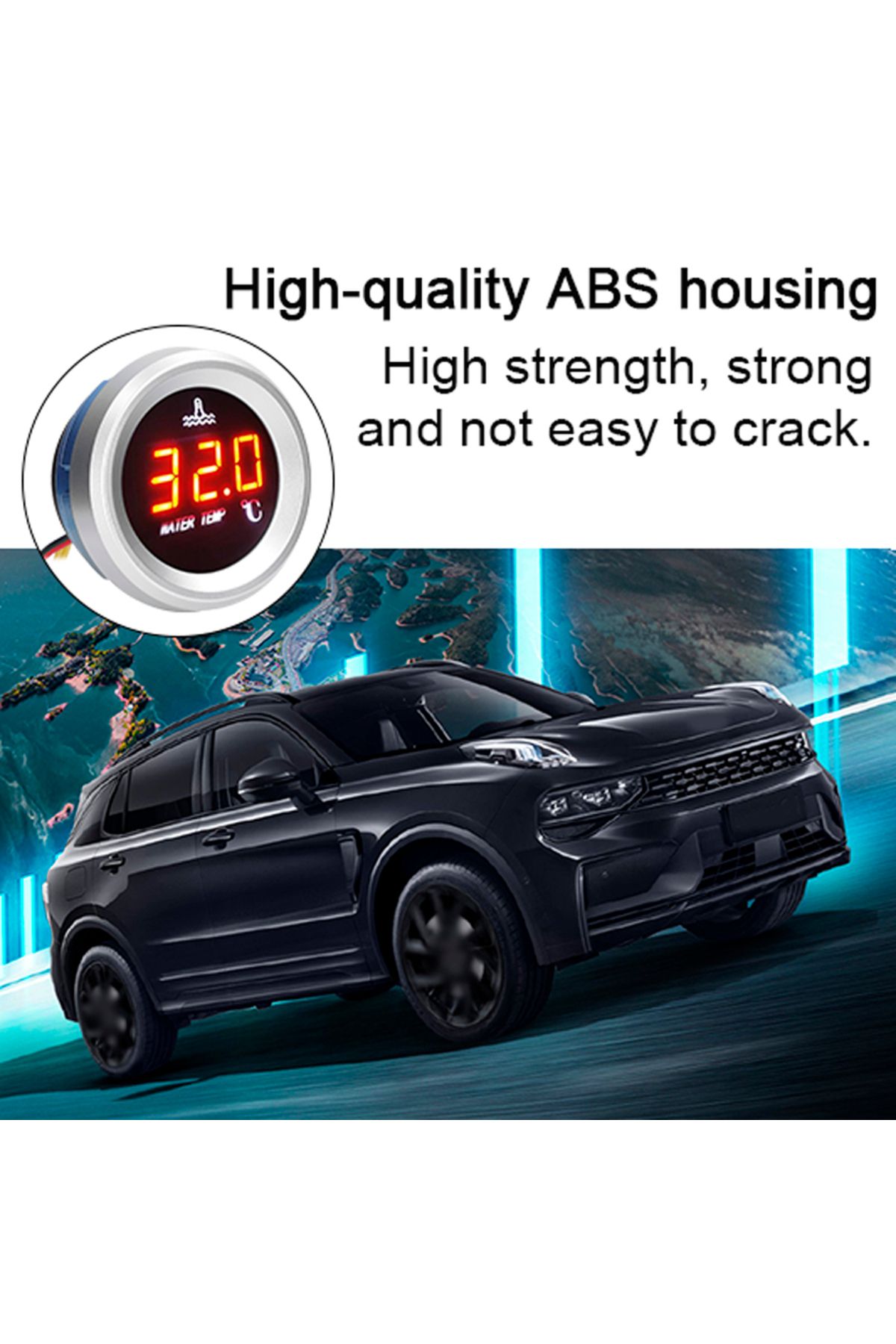 Choice-52mm Water Temperature Gauge Car Digital Meter LED Display 9-36V with Temperature Sensor Alarm Fu... 4