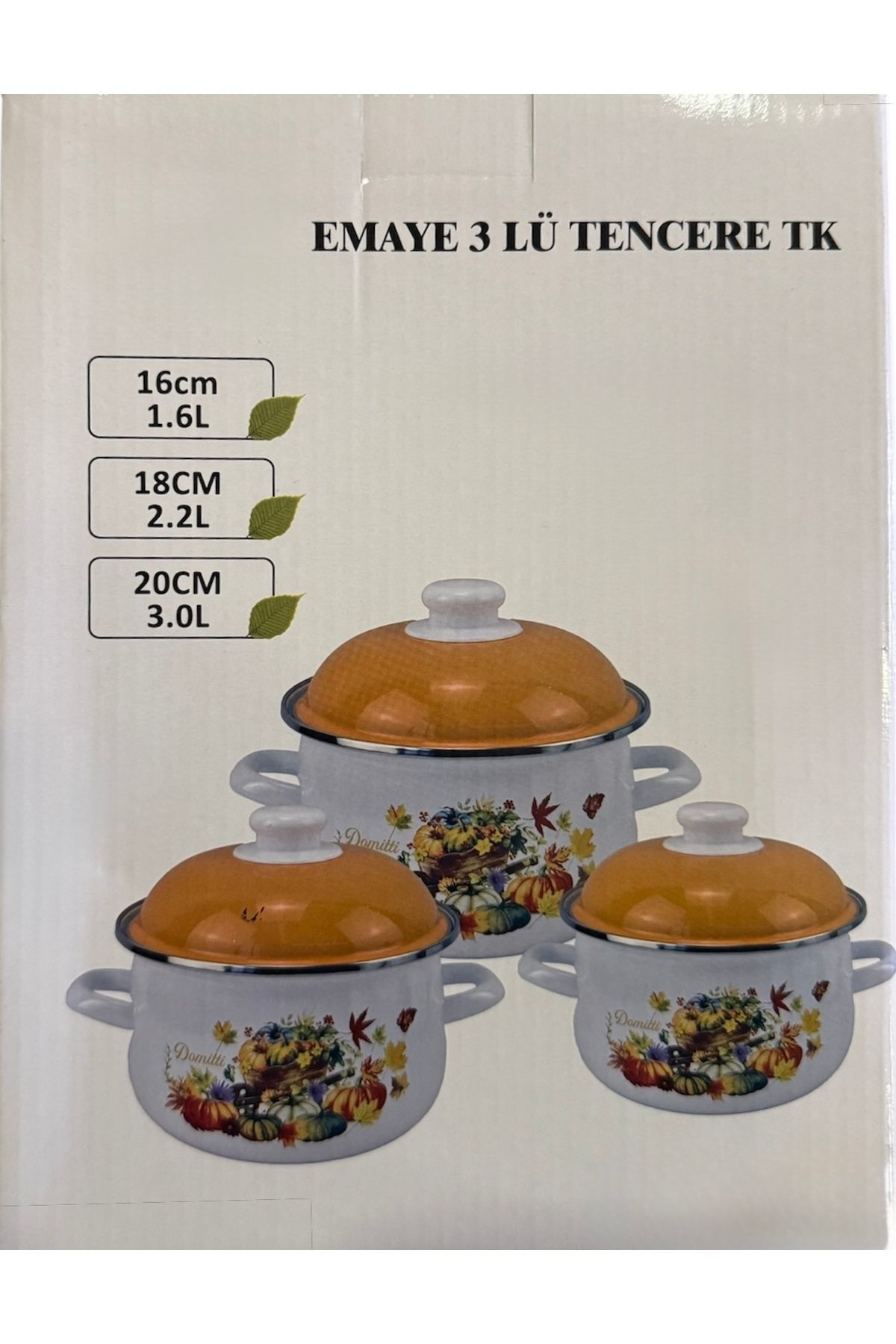 AHİR TİCARET-Ebru Metal Enameled 3-Piece Cookware Set 16 Cm-18 Cm-20 cm 4