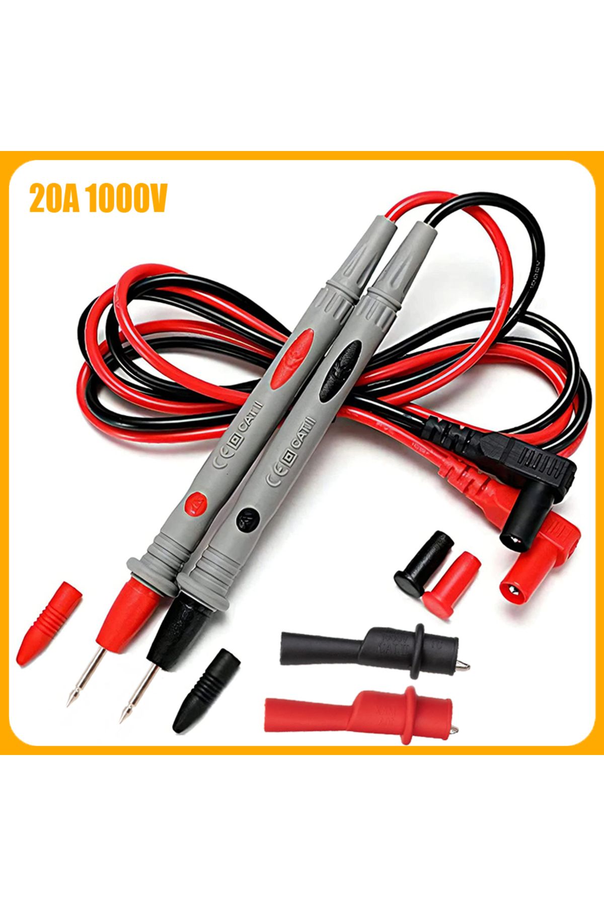 oein-20a-with Clip New Digital Multimeter Probe Test Leads 1000v 10a 20a Universal Multi Meter Tester Lea 1