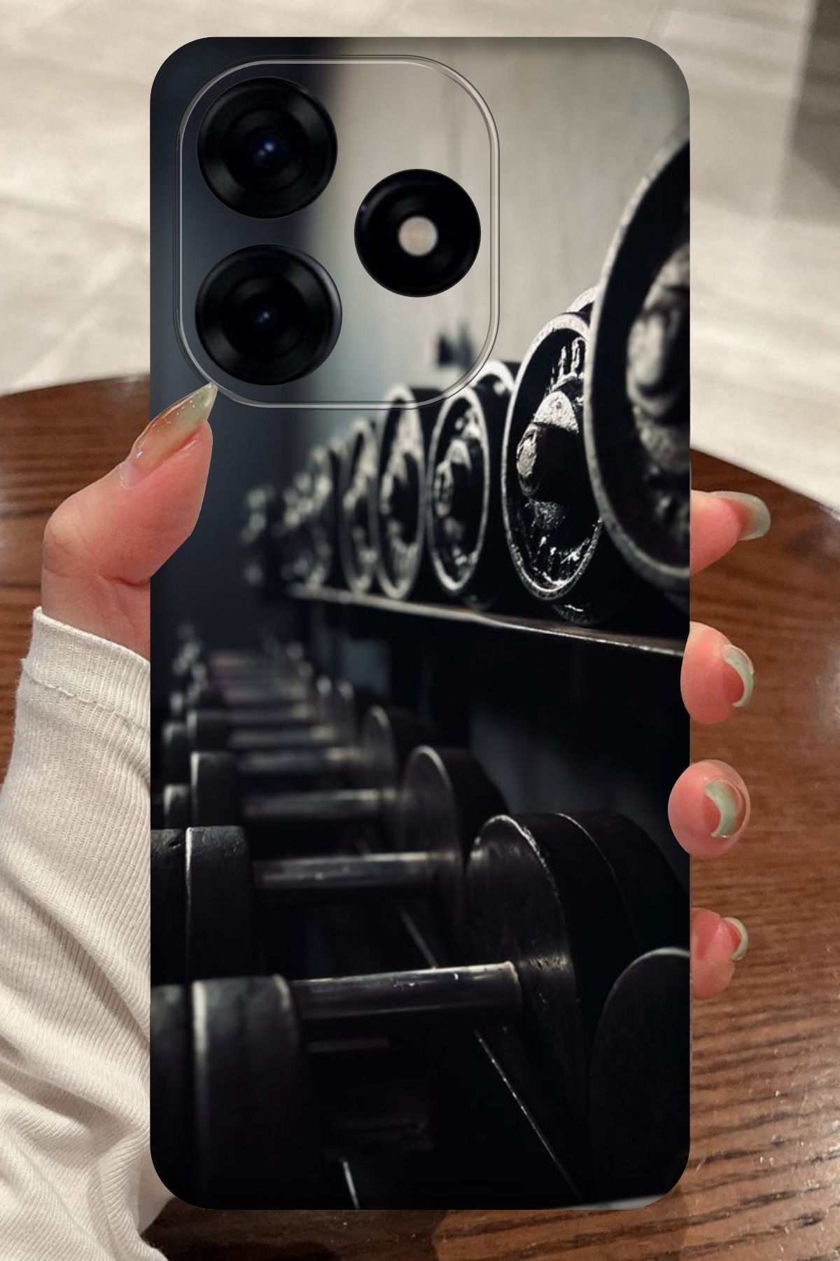 realme C61 Uyumlu Dumbell Desenli Kamera Korumalı HD Baskılı Silikon Kılıf