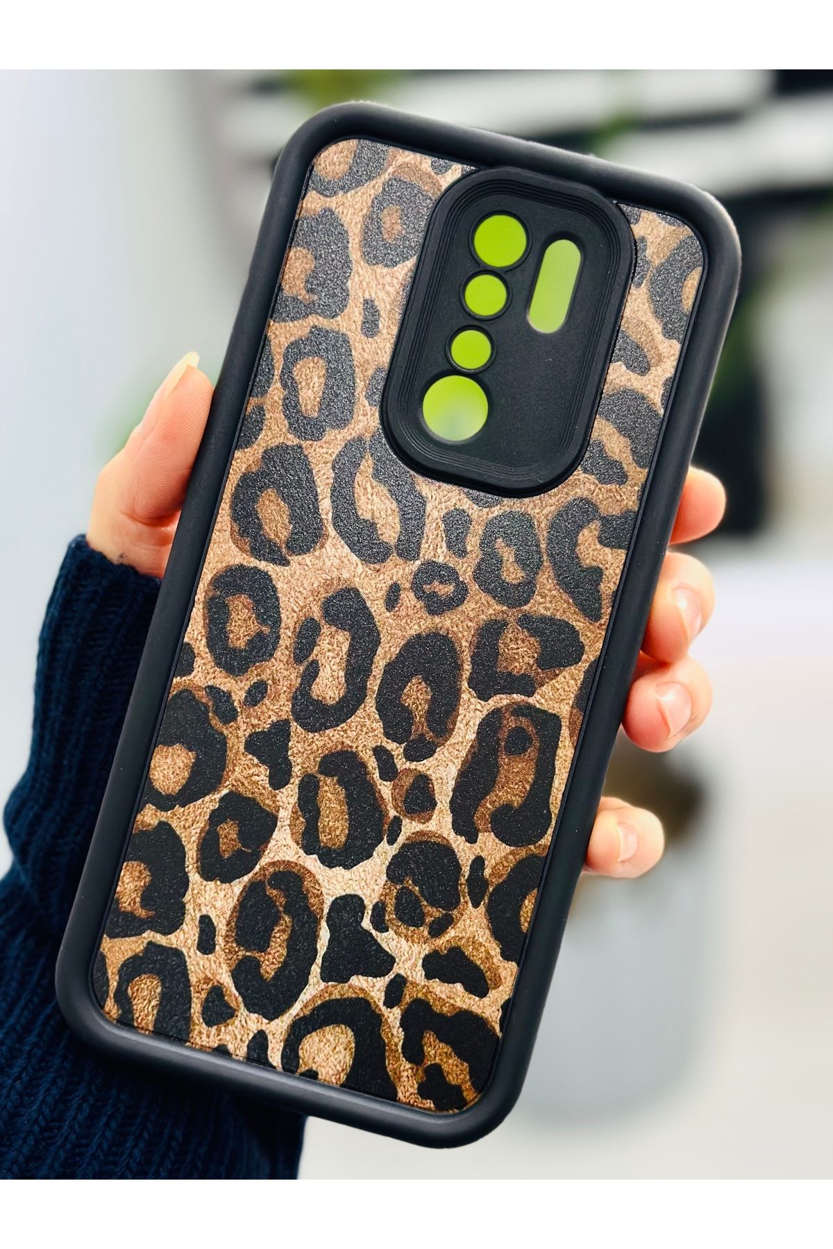 Go Aksesuar-جراب سيليكون بتصميم جلد الفهد متوافق مع هاتف Redmi 9 3