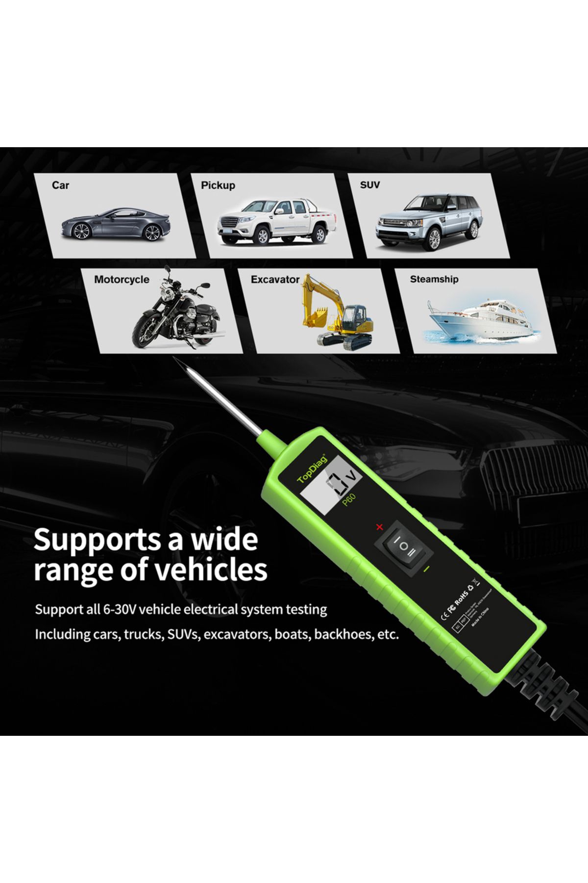 Choice-TopDiag P60 Automotive Circuit Tester Car Electrical System Short Tester 6-30V DC with Function F... 5