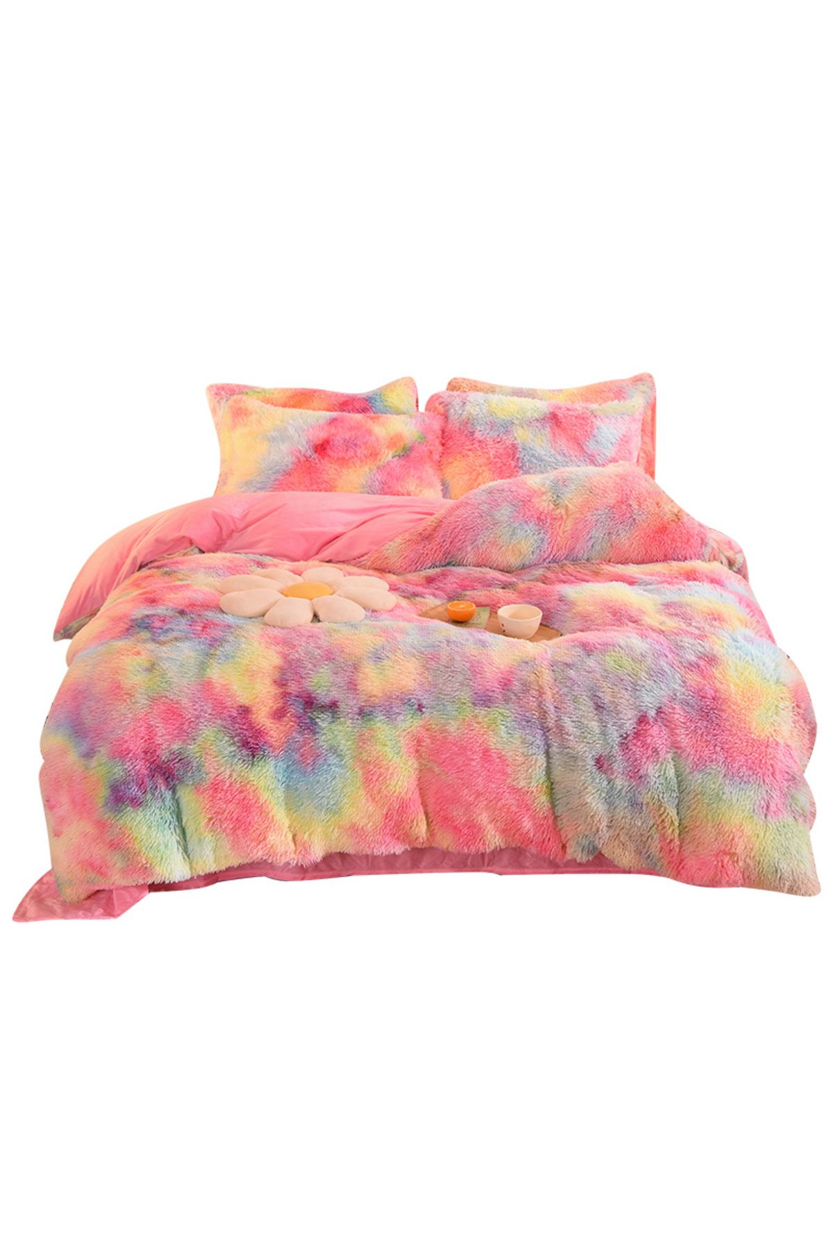 Choice-3Pcs Super Shaggy Coral Fleece Warm Cozy Princess Bedding Set Mink Velvet Duvet Cover Set Bed Com... 8