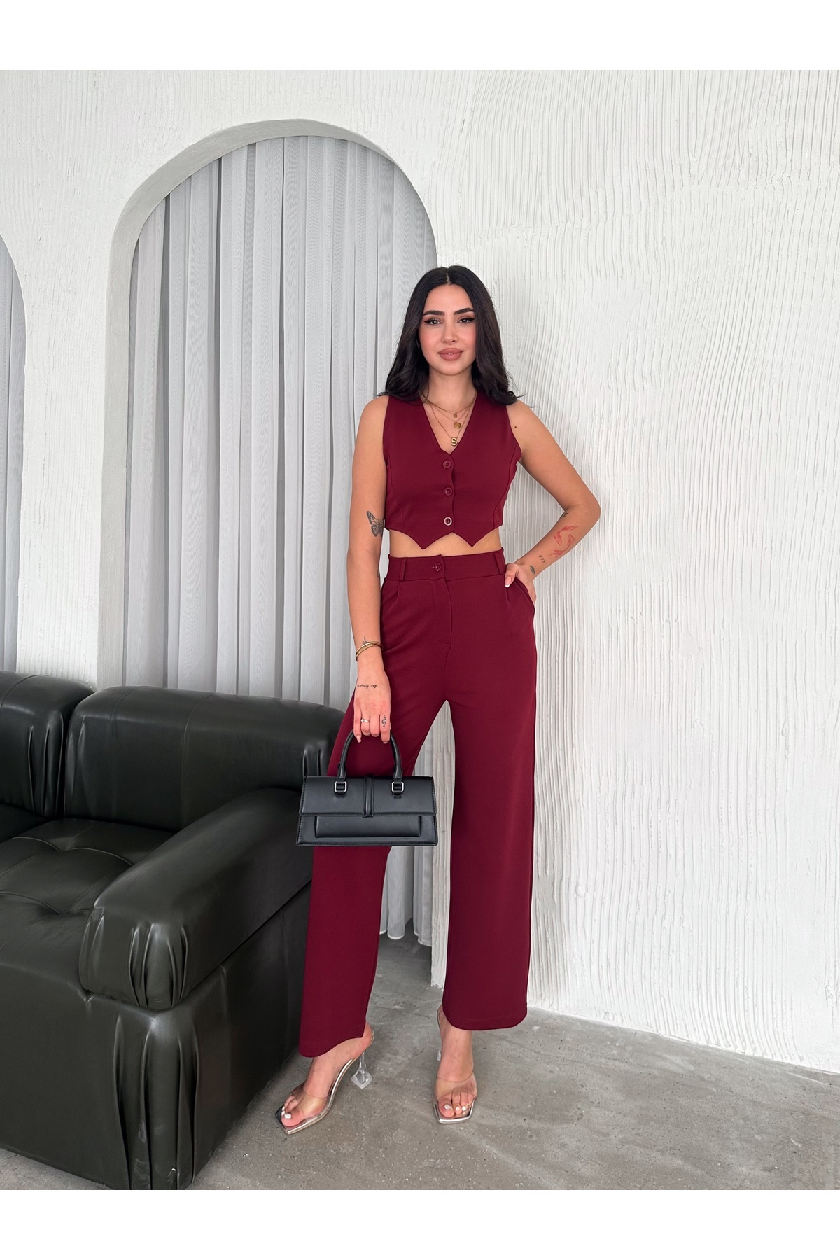 sportiness-Crepe Vest and Trousers Set 2