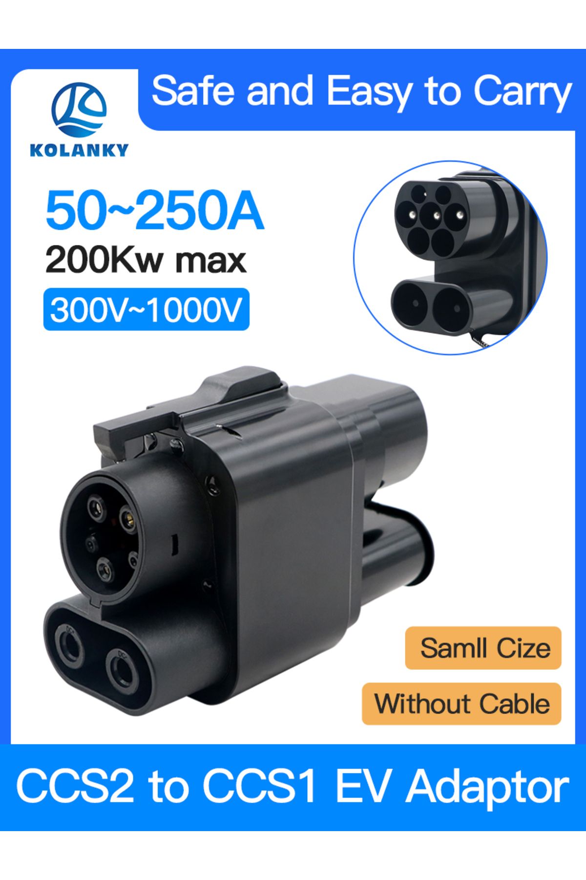 KOLANKY-Ev Charger Adaptor Ccs2 To Ccs1 Ac Dc Fast Charging 250a For Eletric Vehicle Phev Hybrid Cars Ccs... 7