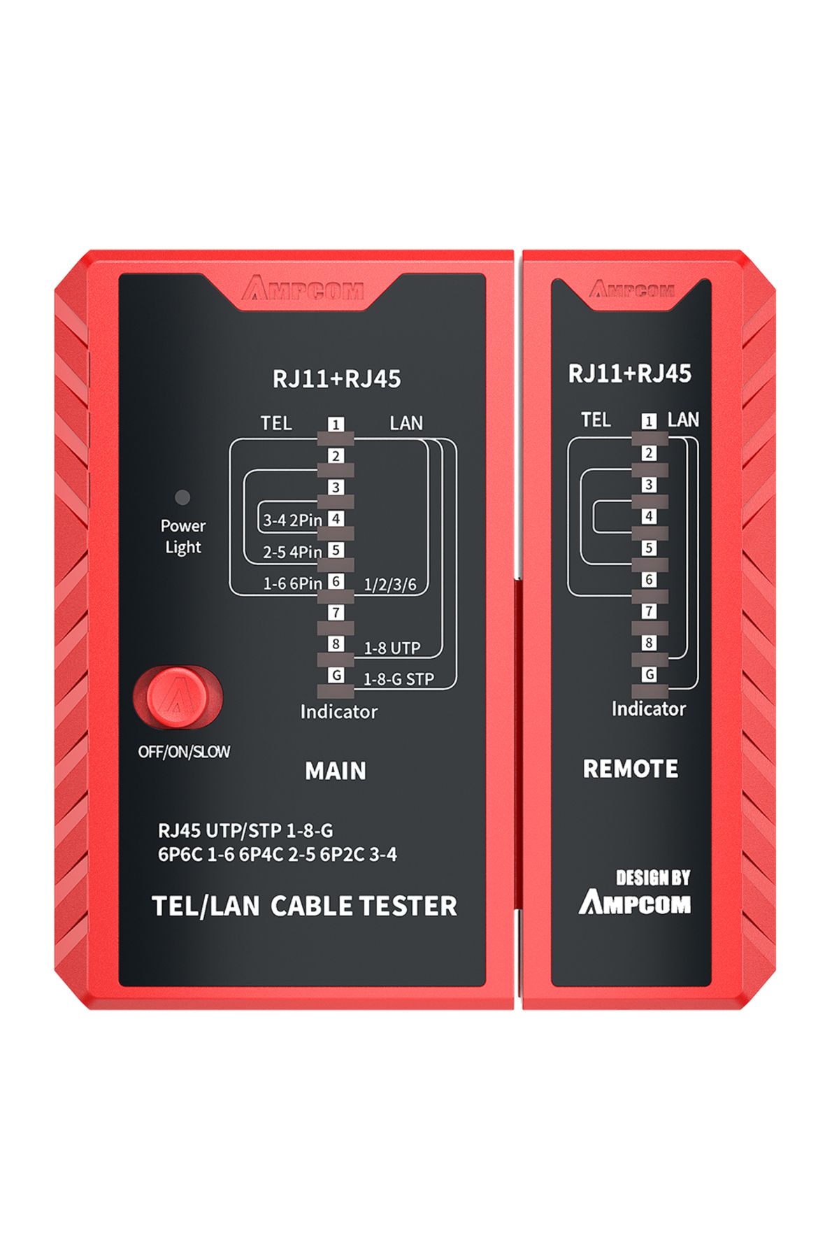 Choice-Red Ampcom Network Cable Tester, Lan Phone Wire Tester Tool Networking Tool Ethernet Repair For Rj45 1