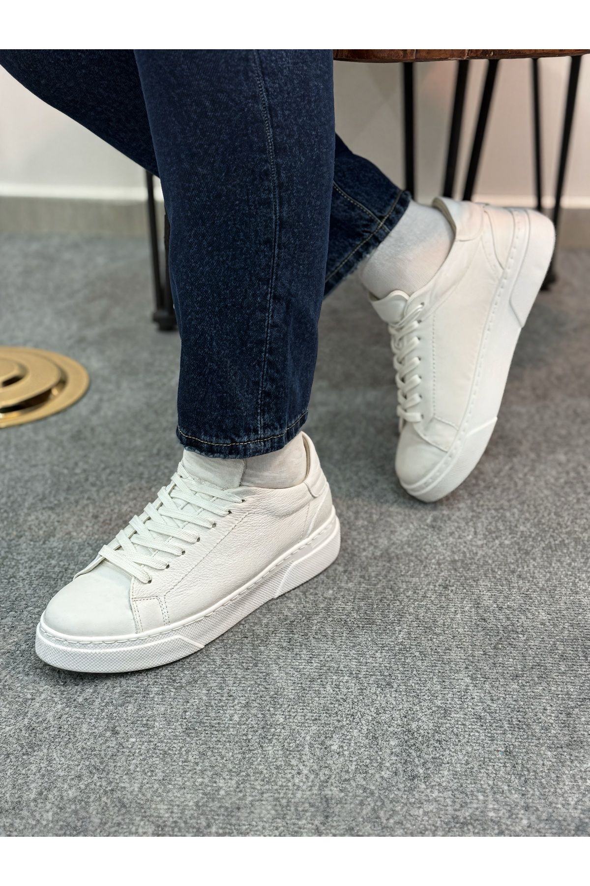 AGAH Erkek Hakiki Deri Siyah Sneaker Ayakkabı